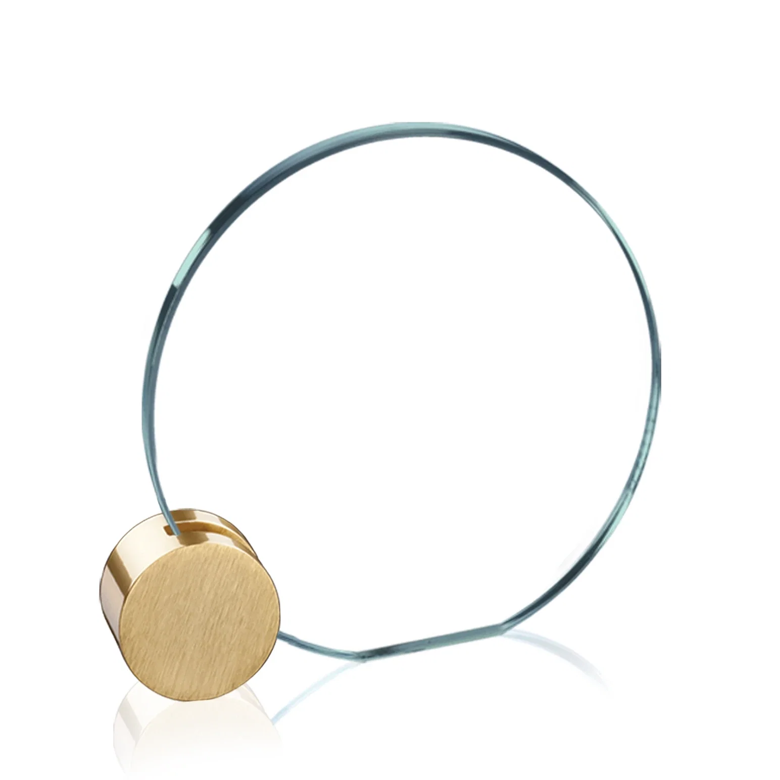 Custom Jade Glass Circle Award on an Aluminum Corner-Disk Holder for safety achievement programs