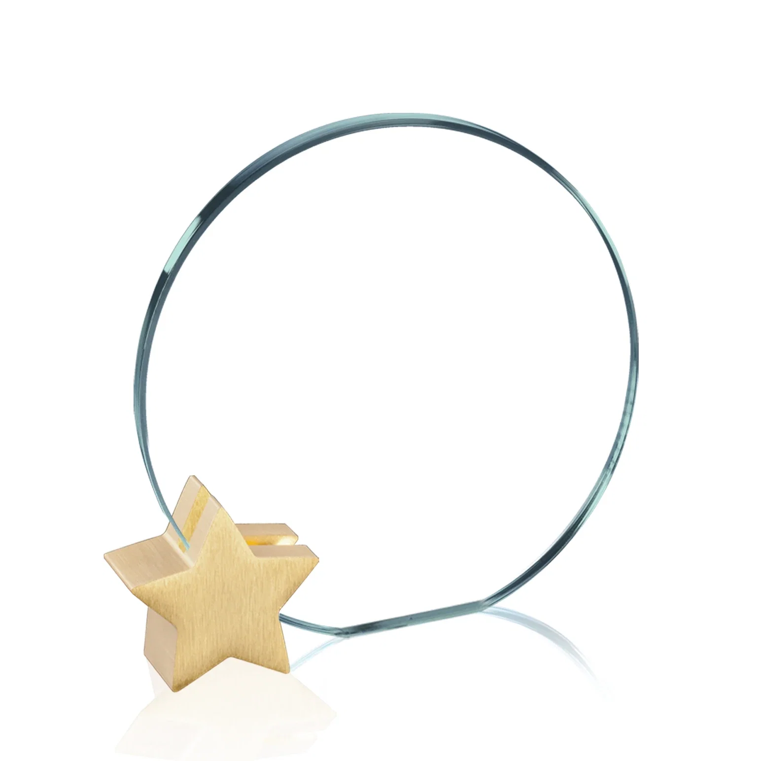 Custom Jade Glass Circle Award on an Aluminum Star-Shaped Holder for safety achievement programs