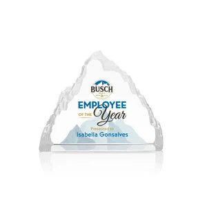 Optical Crystal Mountain Peak Award, Frosted in One Solid Block