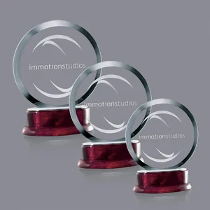 Jade Glass Round Award, Nameplate Option Instead of Glass Etch