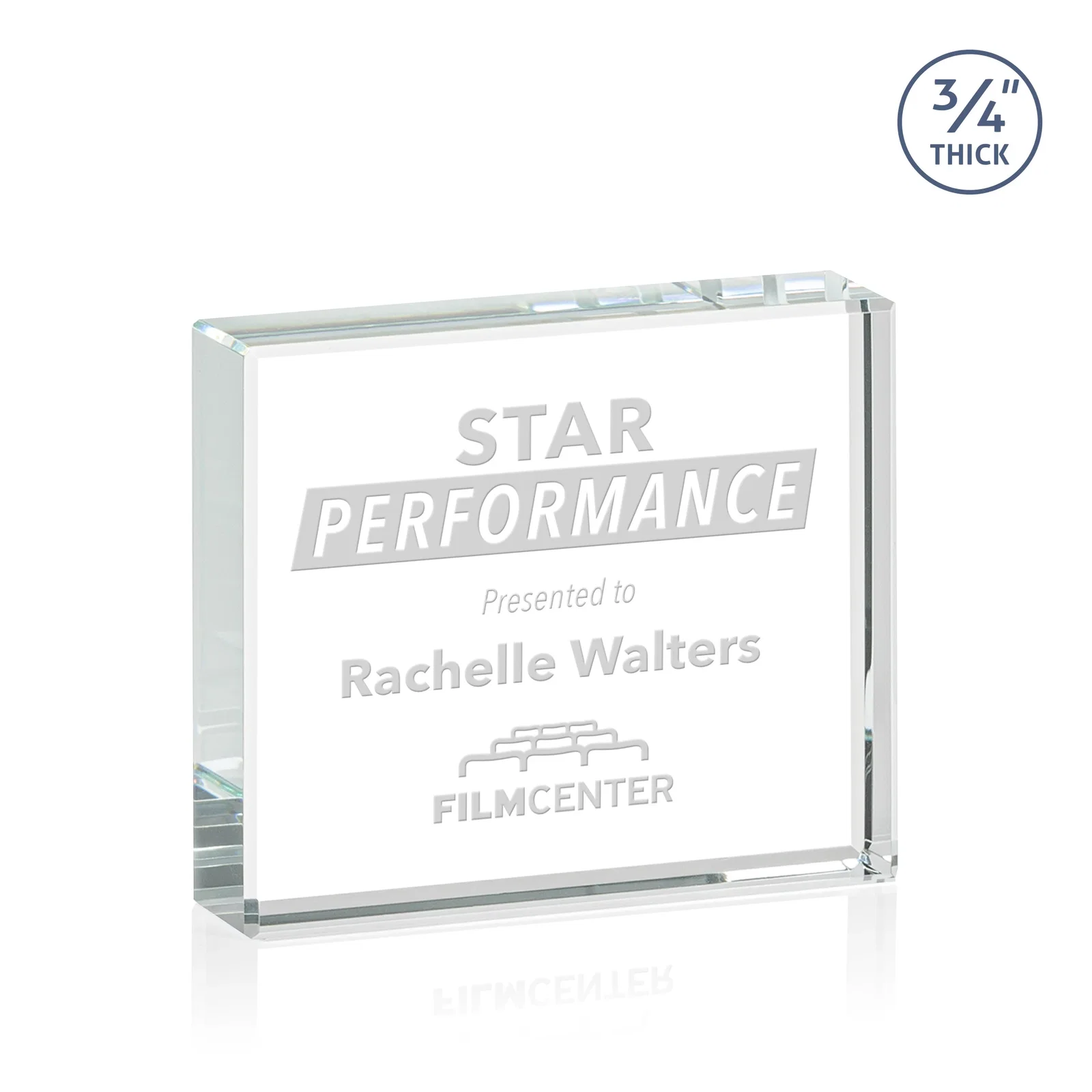 Custom Freestanding Rectangle Crystal Paperweight, 3"-6" Starfire or Jade Glass, client appreciation gift for corporate award ceremonies