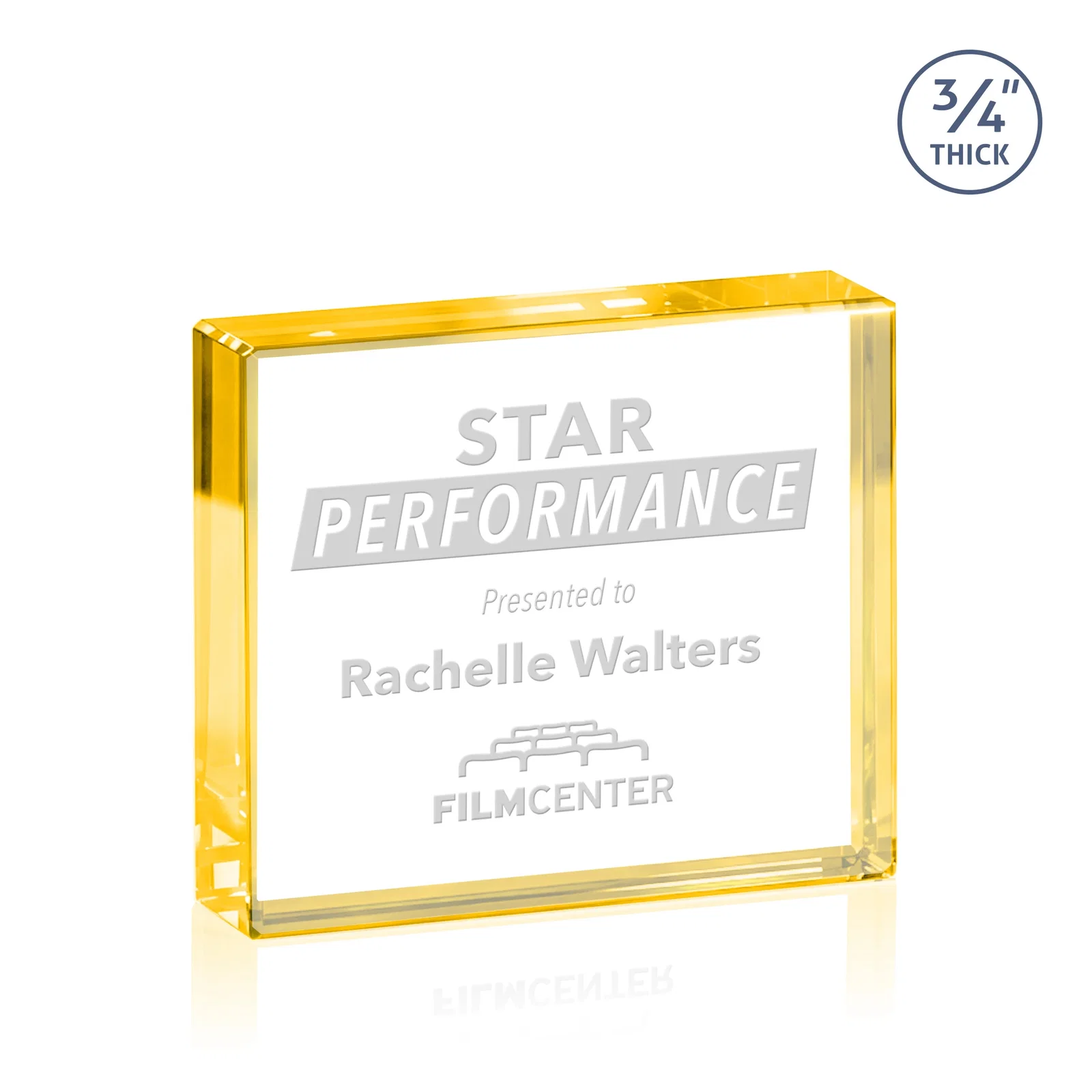 Personalized Freestanding Rectangle Crystal Paperweight, 3"-6" Starfire or Jade Glass, client appreciation gift for volunteer appreciation