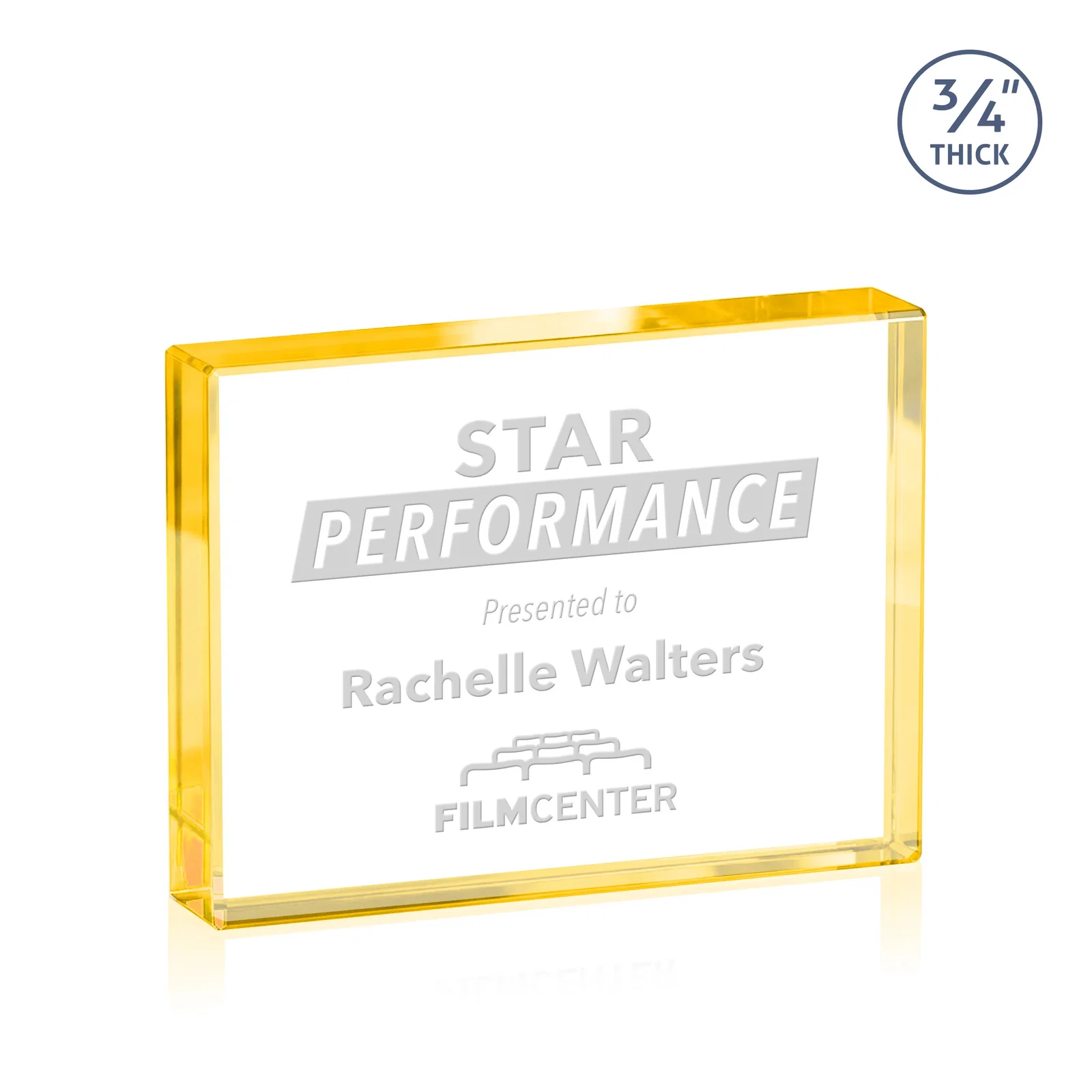 Personalized Freestanding Rectangle Crystal Paperweight, 3"-6" Starfire or Jade Glass, client appreciation gift for dealer and partner awards