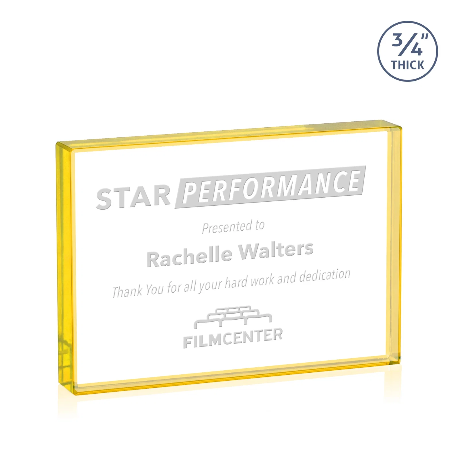 Personalized Freestanding Rectangle Crystal Paperweight, 3"-6" Starfire or Jade Glass, client appreciation gift for company anniversary events