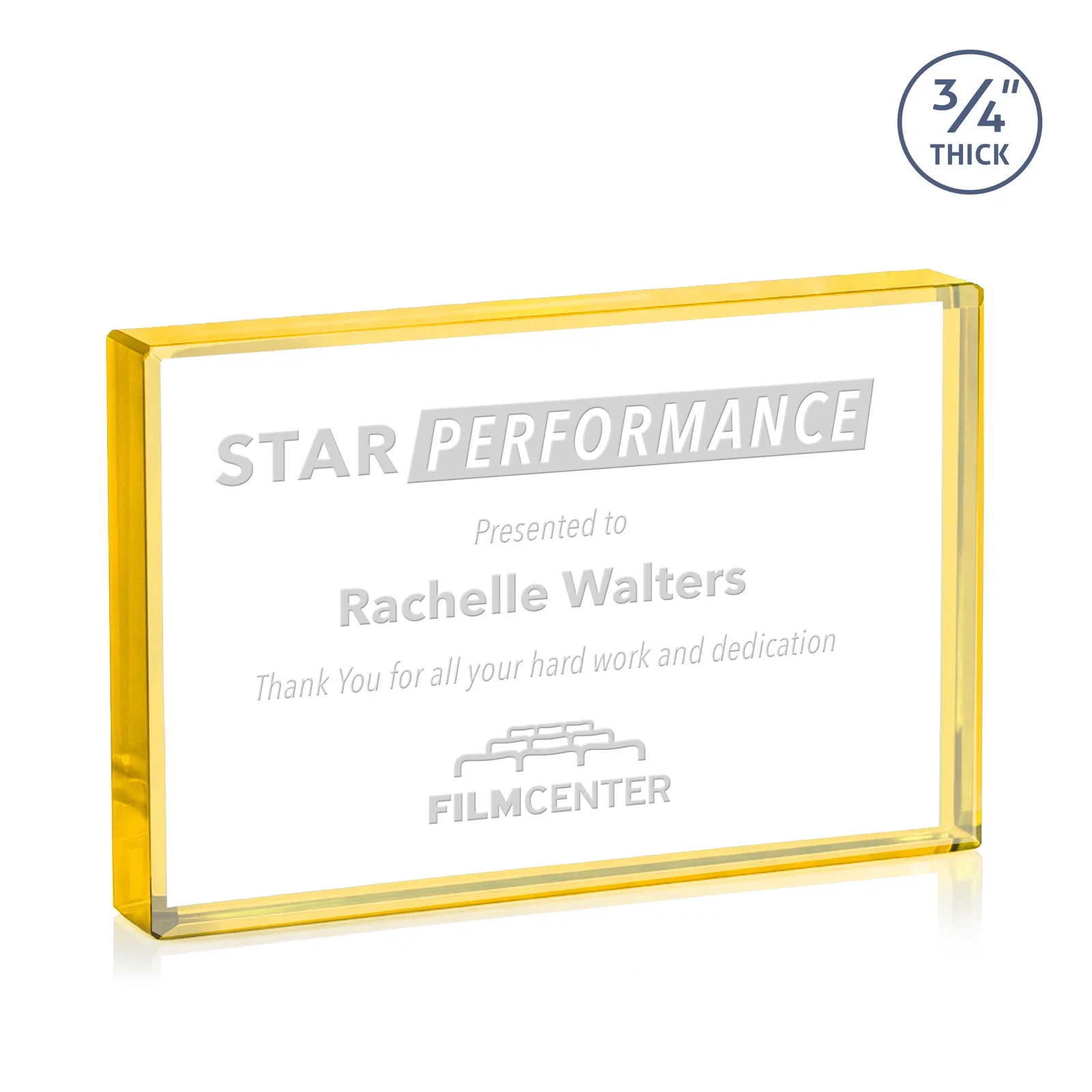 Promotional Freestanding Rectangle Crystal Paperweight, 3"-6" Starfire or Jade Glass, client appreciation gift for employee recognition