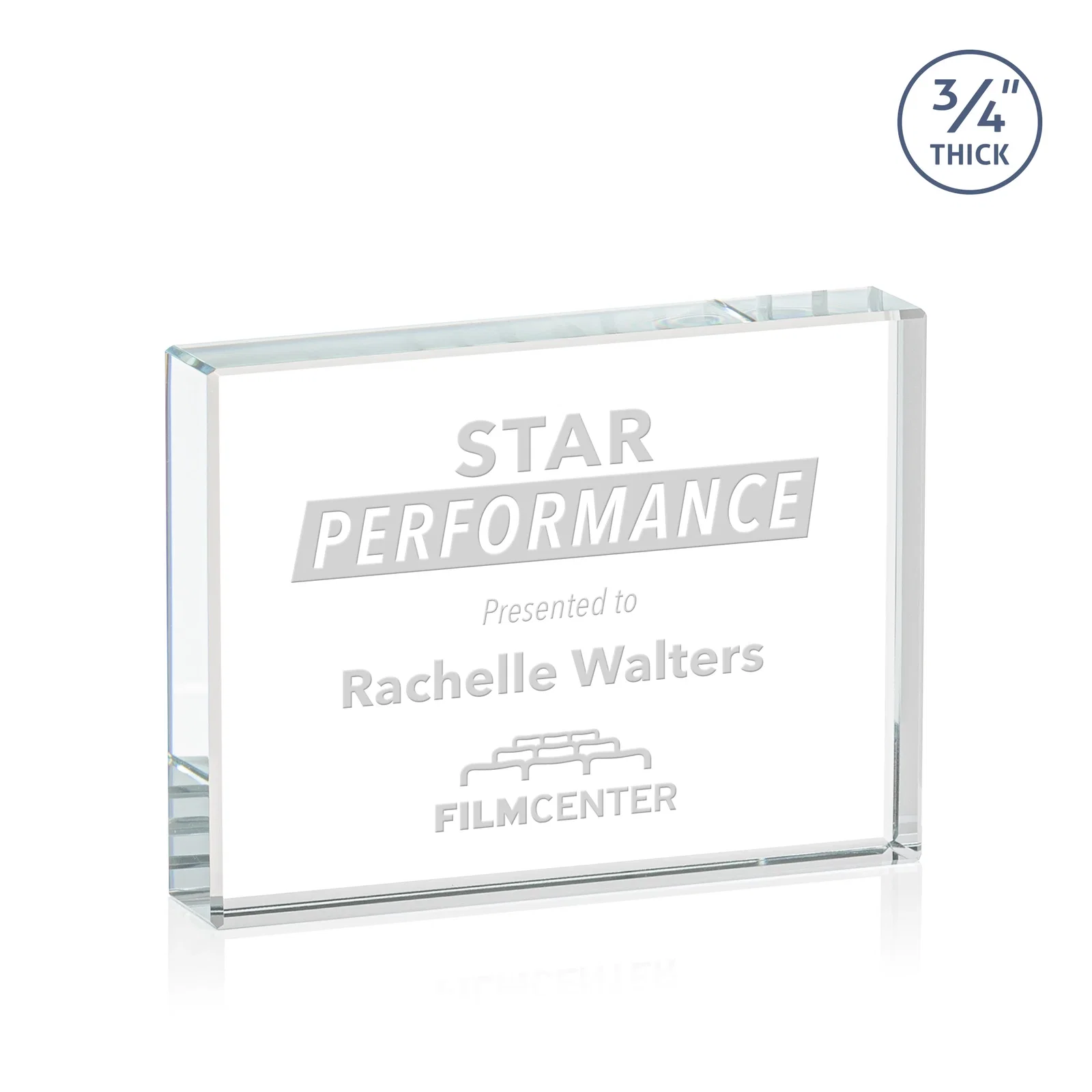Custom Freestanding Rectangle Crystal Paperweight, 3"-6" Starfire or Jade Glass, client appreciation gift for service anniversary gifts