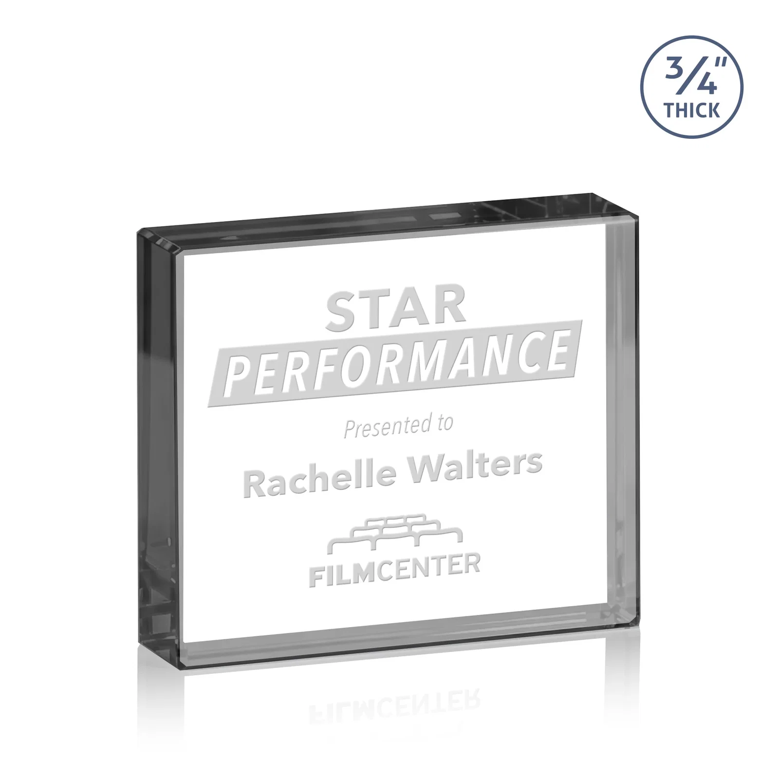 Promotional Freestanding Rectangle Crystal Paperweight, 3"-6" Starfire or Jade Glass, client appreciation gift for volunteer appreciation