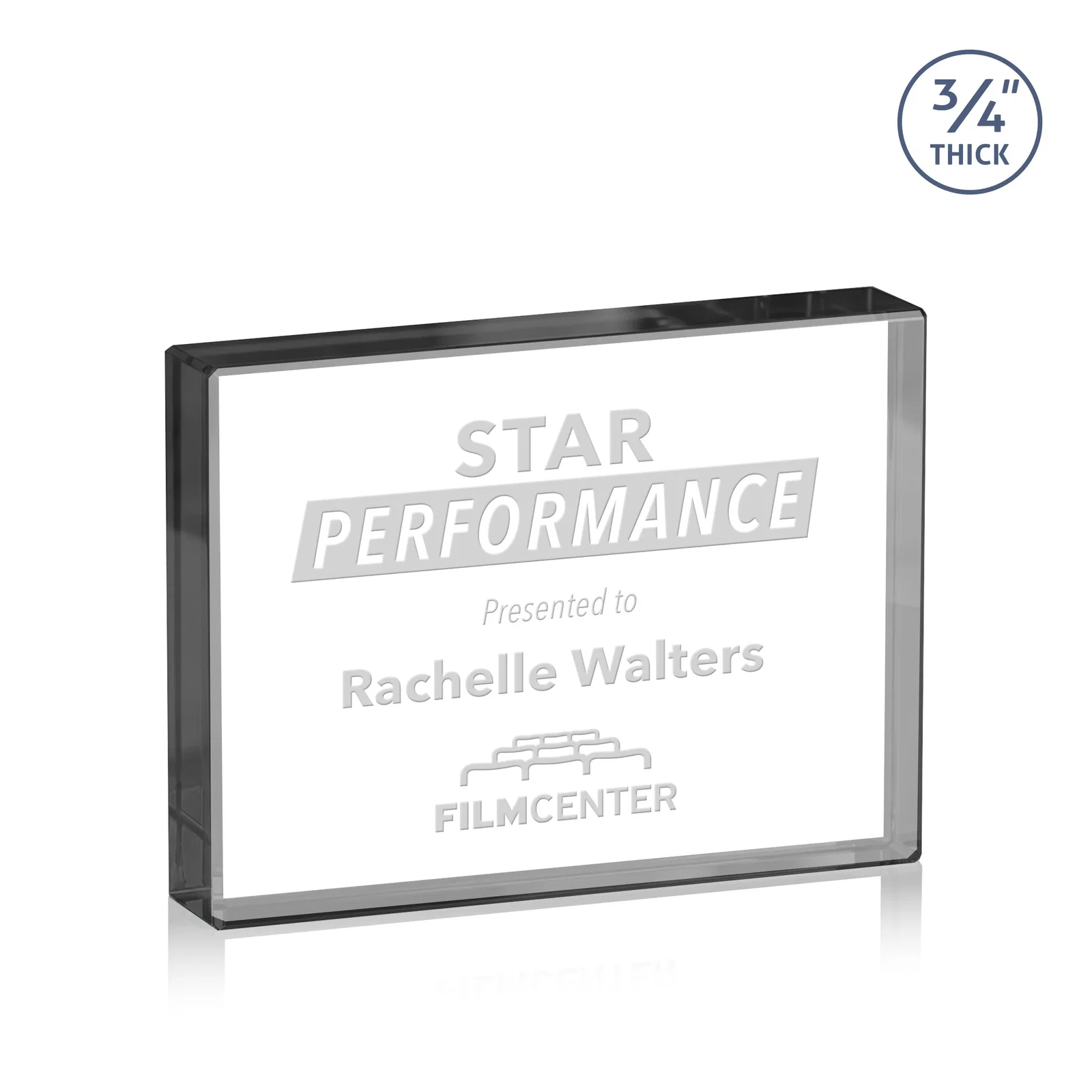 Promotional Freestanding Rectangle Crystal Paperweight, 3"-6" Starfire or Jade Glass, client appreciation gift for dealer and partner awards