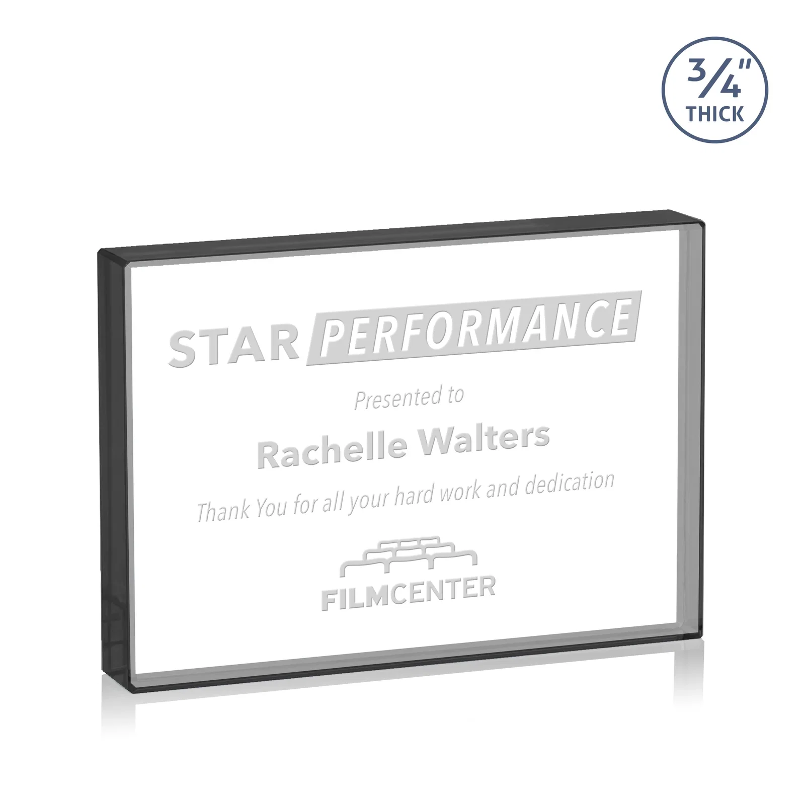 Promotional Freestanding Rectangle Crystal Paperweight, 3"-6" Starfire or Jade Glass, client appreciation gift for company anniversary events