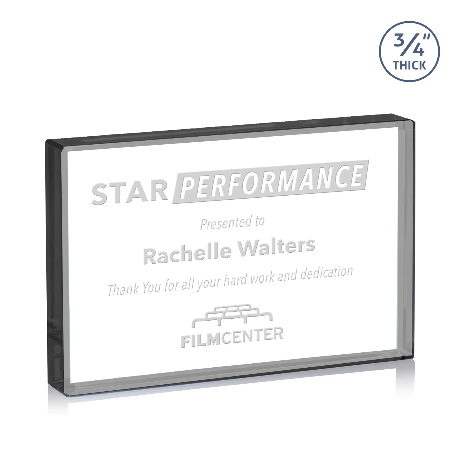 Branded Freestanding Rectangle Crystal Paperweight, 3"-6" Starfire or Jade Glass, client appreciation gift for employee recognition