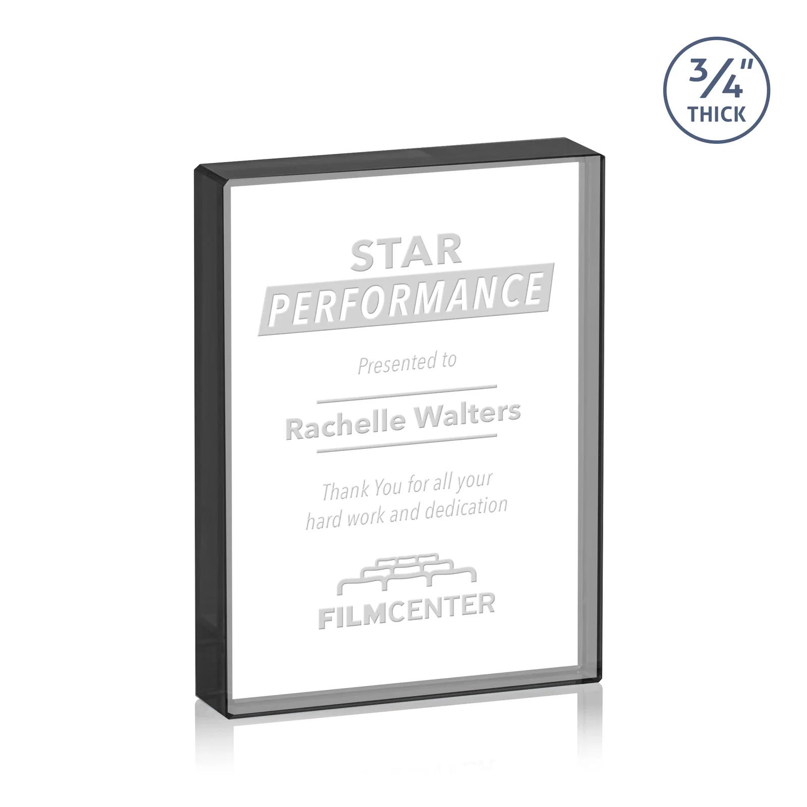 Branded Freestanding Rectangle Crystal Paperweight, 3"-6" Starfire or Jade Glass, client appreciation gift for corporate award ceremonies