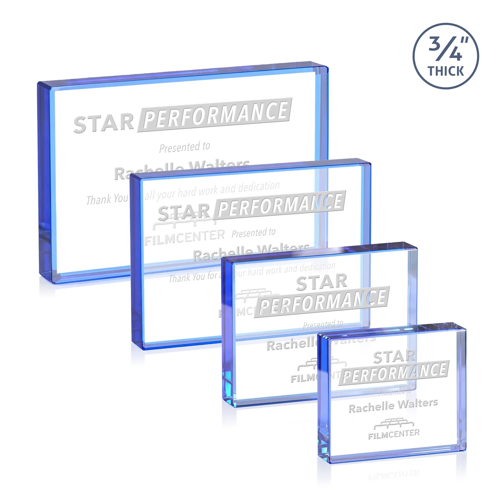 Branded Freestanding Rectangle Crystal Paperweight, 3"-6" Starfire or Jade Glass, client appreciation gift for service anniversary gifts