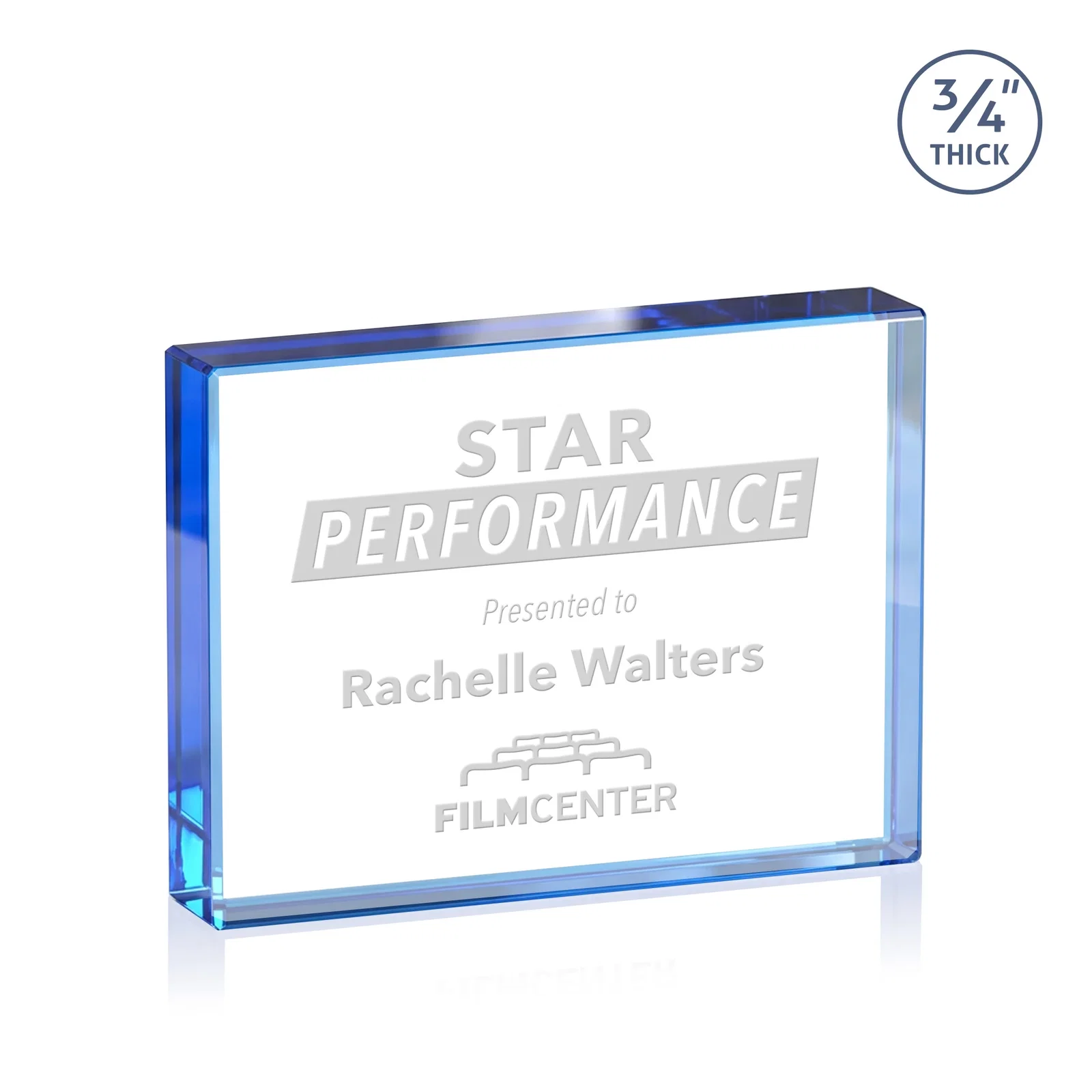 Branded Freestanding Rectangle Crystal Paperweight, 3"-6" Starfire or Jade Glass, client appreciation gift for retirement presentations