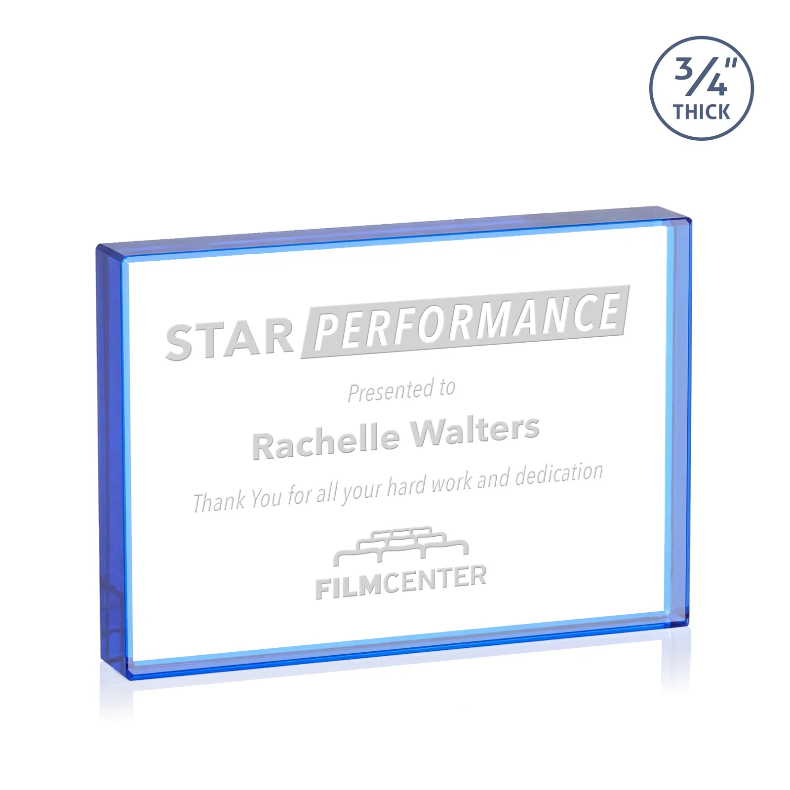 Branded Freestanding Rectangle Crystal Paperweight, 3"-6" Starfire or Jade Glass, client appreciation gift for team milestone celebrations