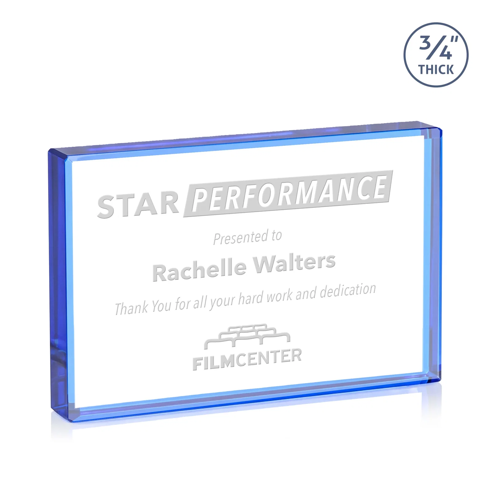 Branded Freestanding Rectangle Crystal Paperweight, 3"-6" Starfire or Jade Glass, client appreciation gift for donor appreciation