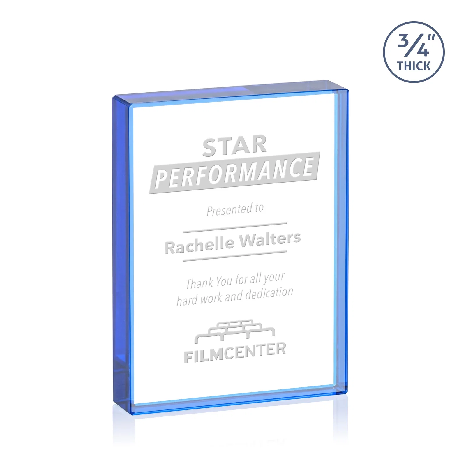 Branded Freestanding Rectangle Crystal Paperweight, 3"-6" Starfire or Jade Glass, client appreciation gift for graduation ceremonies
