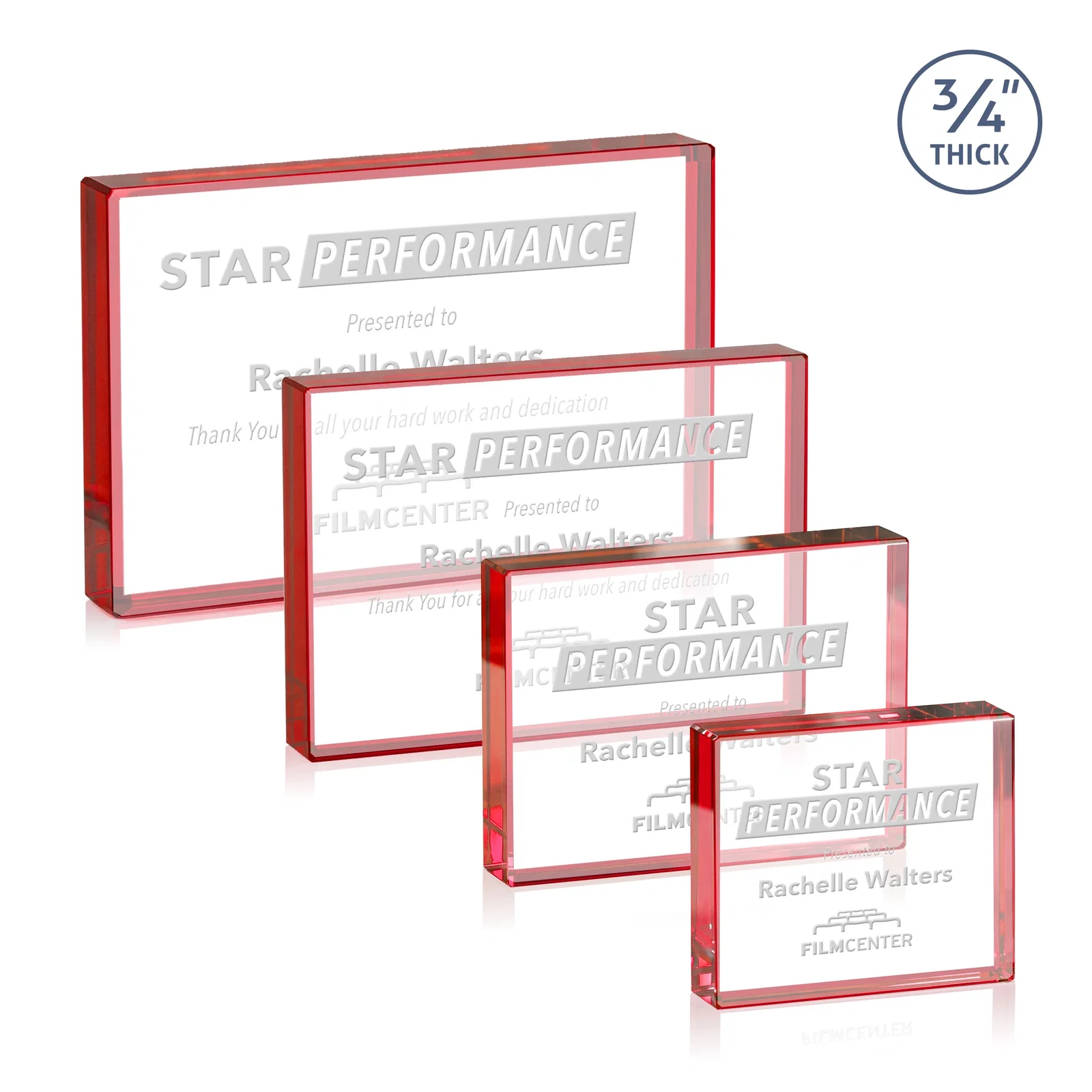Branded Freestanding Rectangle Crystal Paperweight, 3"-6" Starfire or Jade Glass, client appreciation gift for safety achievement programs