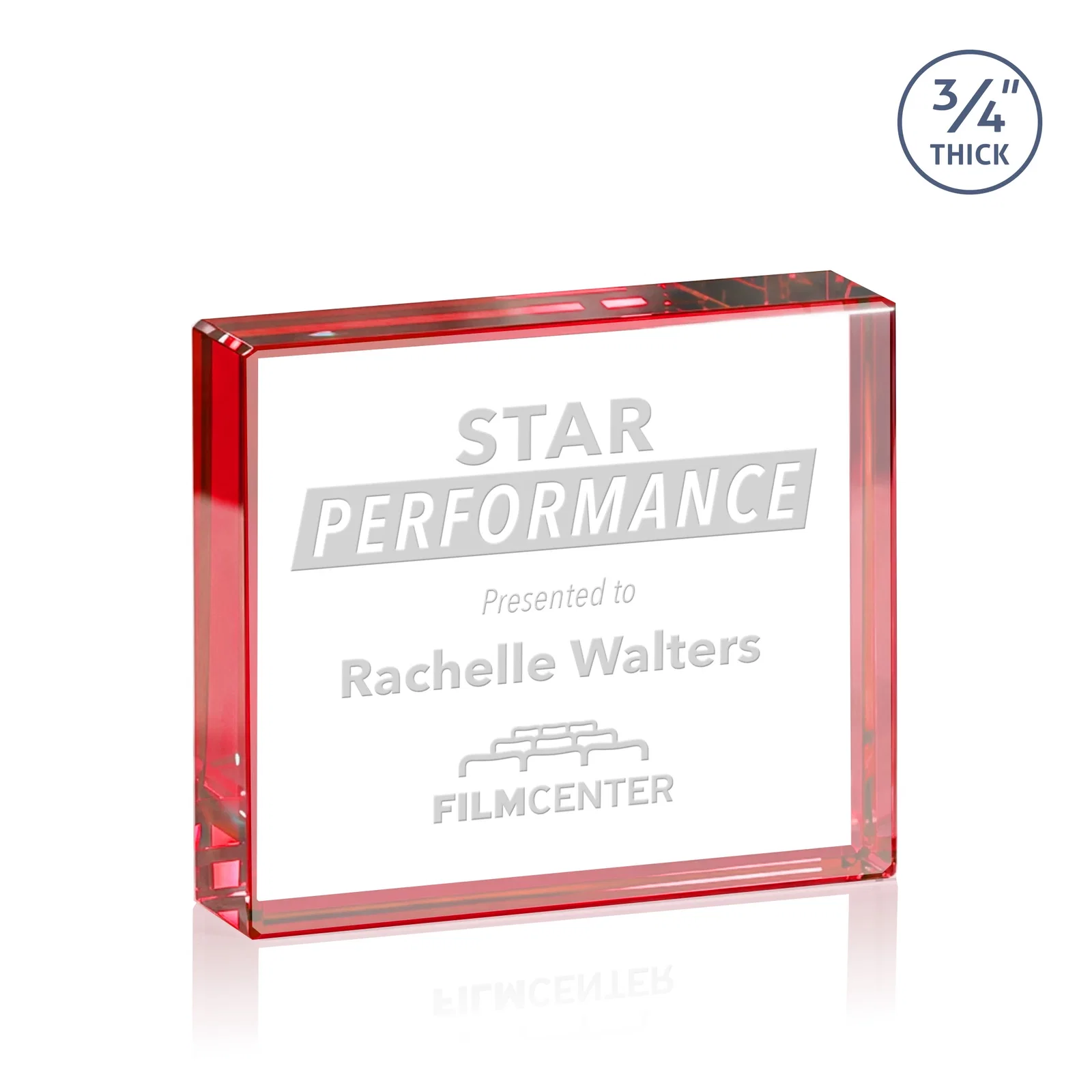 Branded Freestanding Rectangle Crystal Paperweight, 3"-6" Starfire or Jade Glass, client appreciation gift for volunteer appreciation