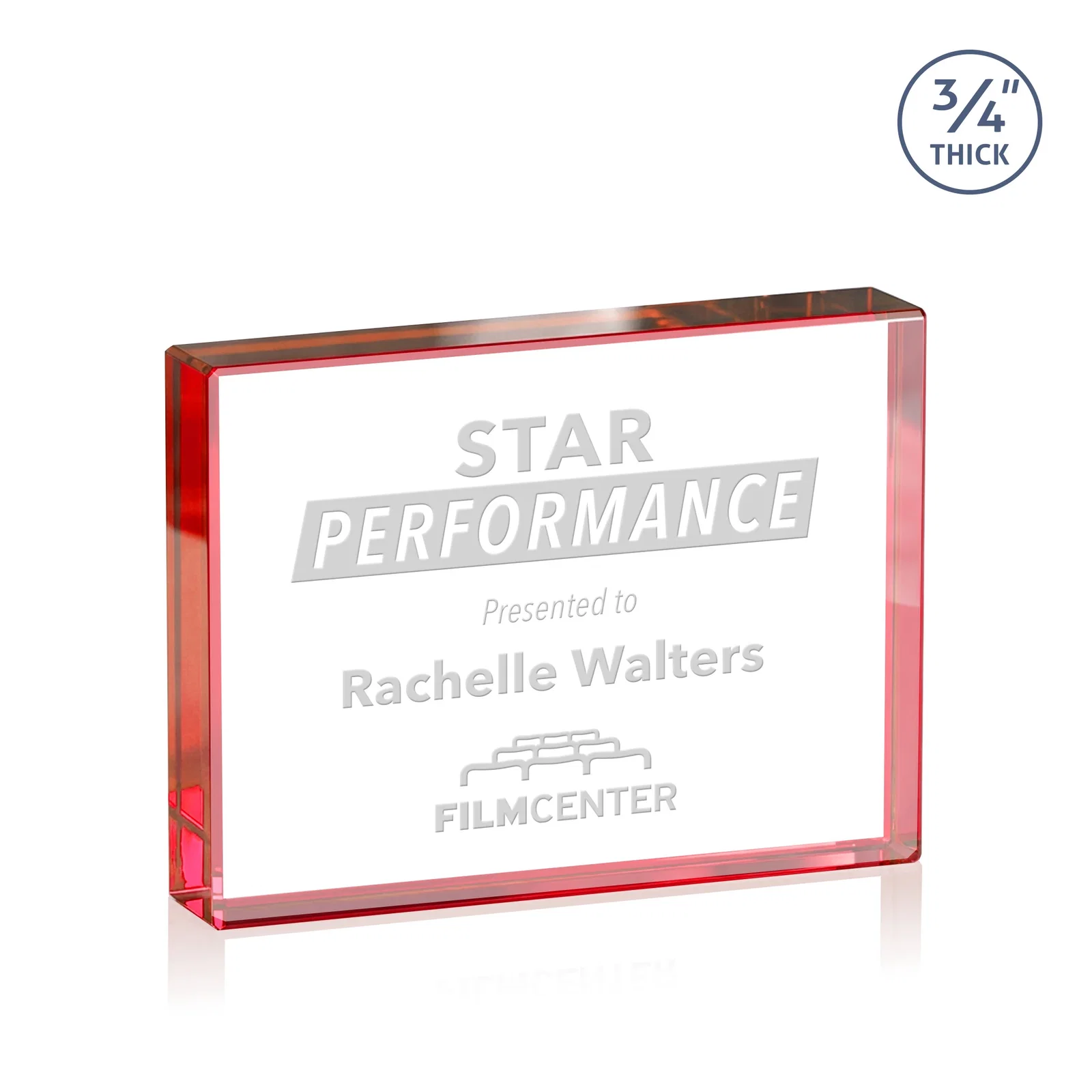 Branded Freestanding Rectangle Crystal Paperweight, 3"-6" Starfire or Jade Glass, client appreciation gift for dealer and partner awards