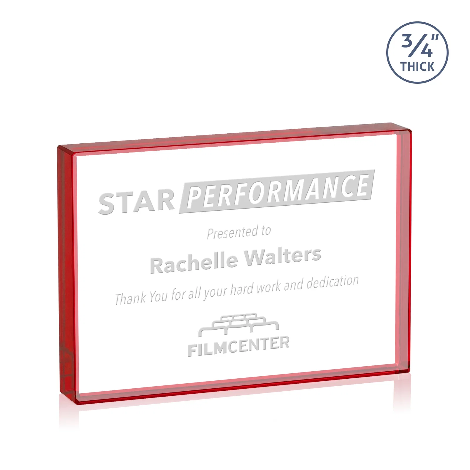 Branded Freestanding Rectangle Crystal Paperweight, 3"-6" Starfire or Jade Glass, client appreciation gift for company anniversary events