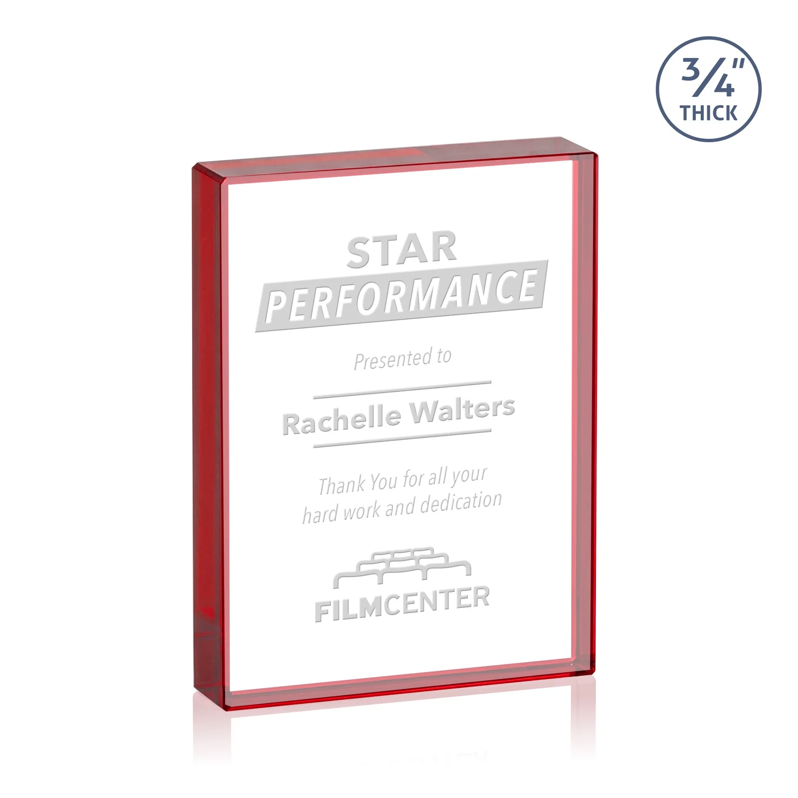 Custom printed Freestanding Rectangle Crystal Paperweight, 3"-6" Starfire or Jade Glass, client appreciation gift for corporate award ceremonies