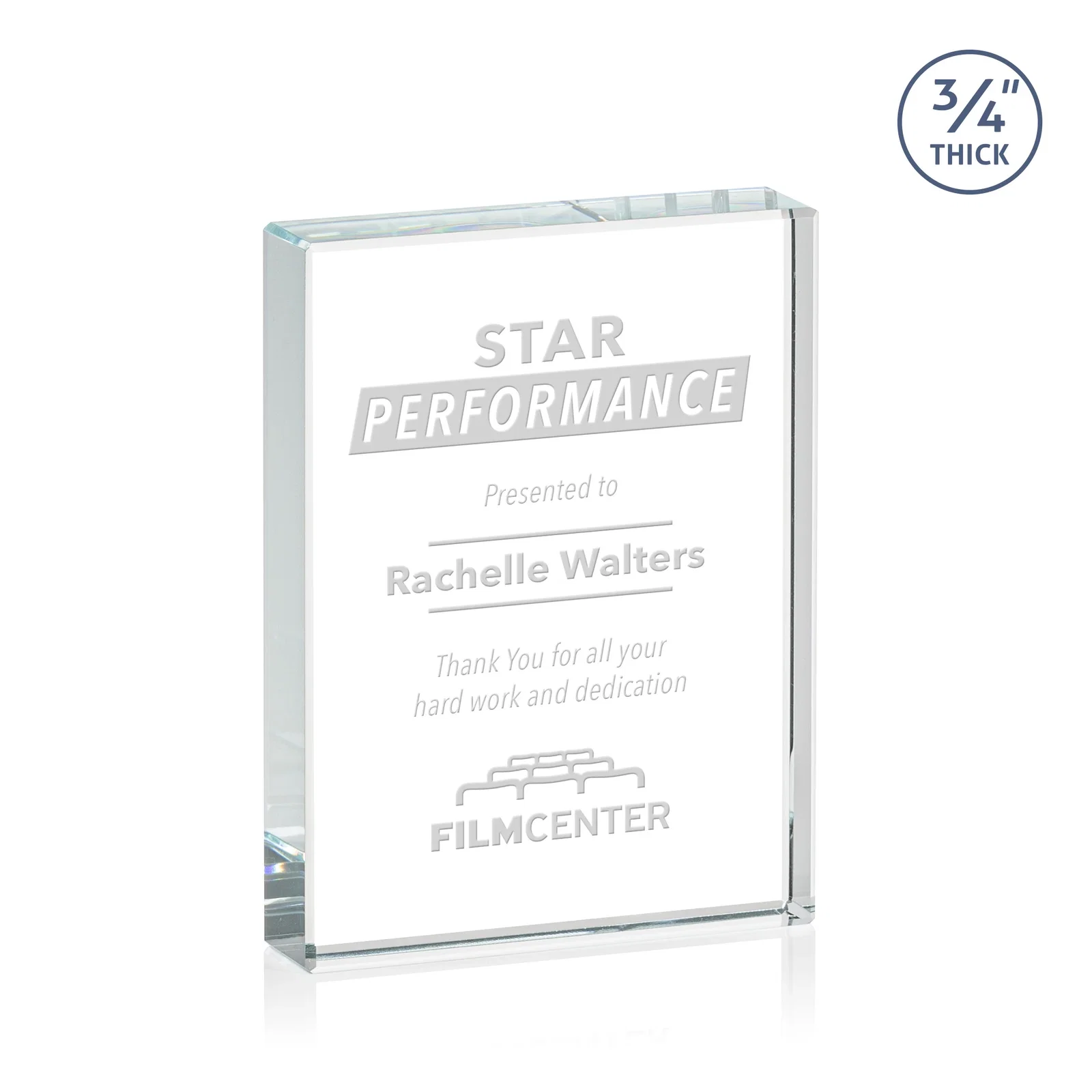Custom Freestanding Rectangle Crystal Paperweight, 3"-6" Starfire or Jade Glass, client appreciation gift for team milestone celebrations