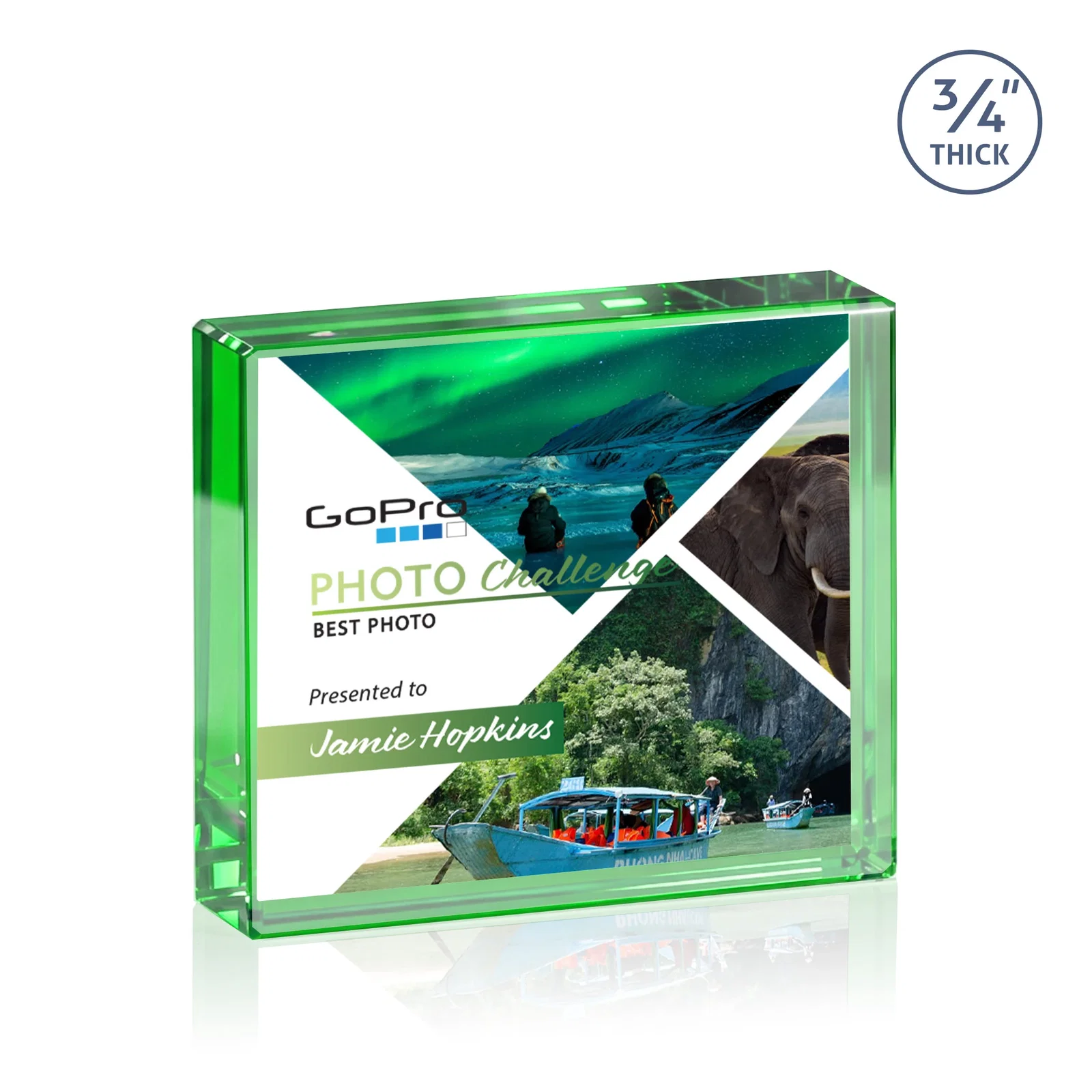 Custom printed Freestanding Rectangle Crystal Paperweight, 3"-6" Starfire or Jade Glass, client appreciation gift for volunteer appreciation