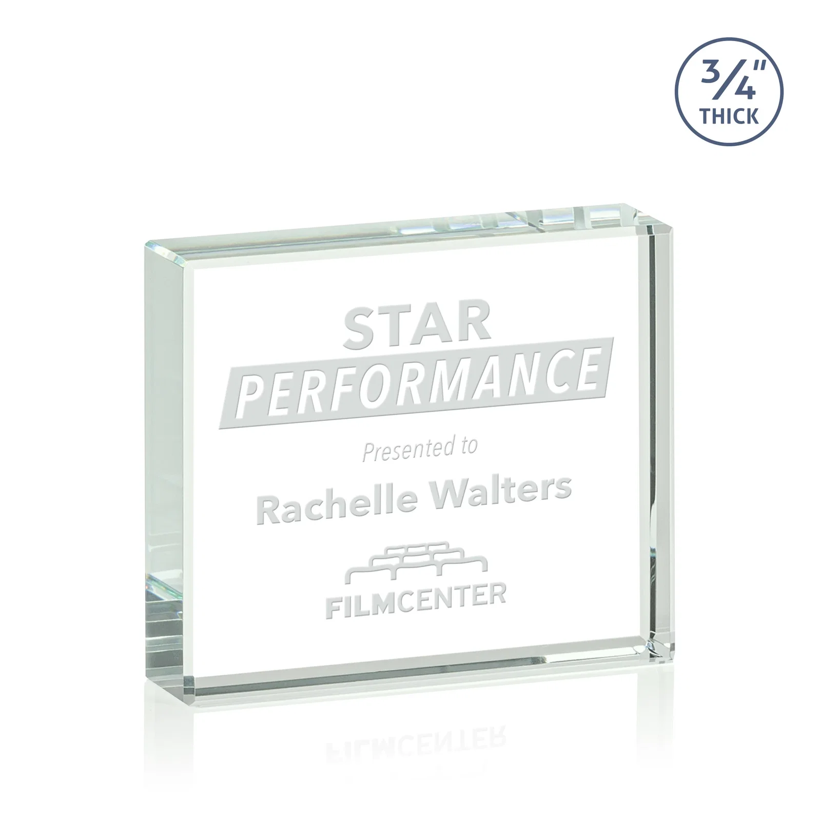 Custom Freestanding Rectangle Crystal Paperweight, 3"-6" Starfire or Jade Glass, client appreciation gift for safety achievement programs