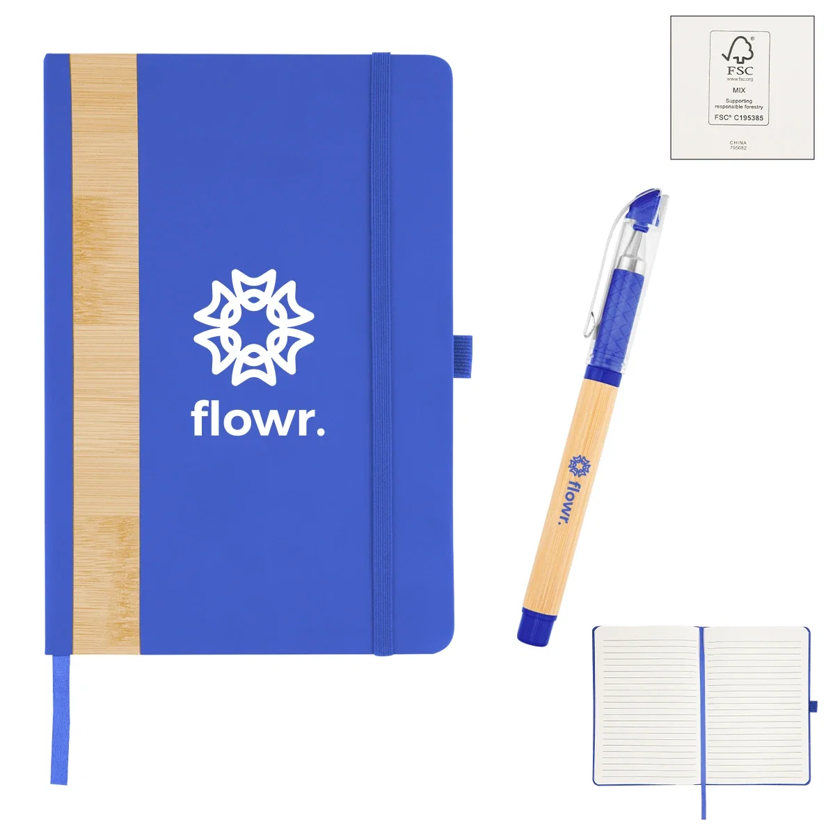 Notebook cover shown closed with the pen on top