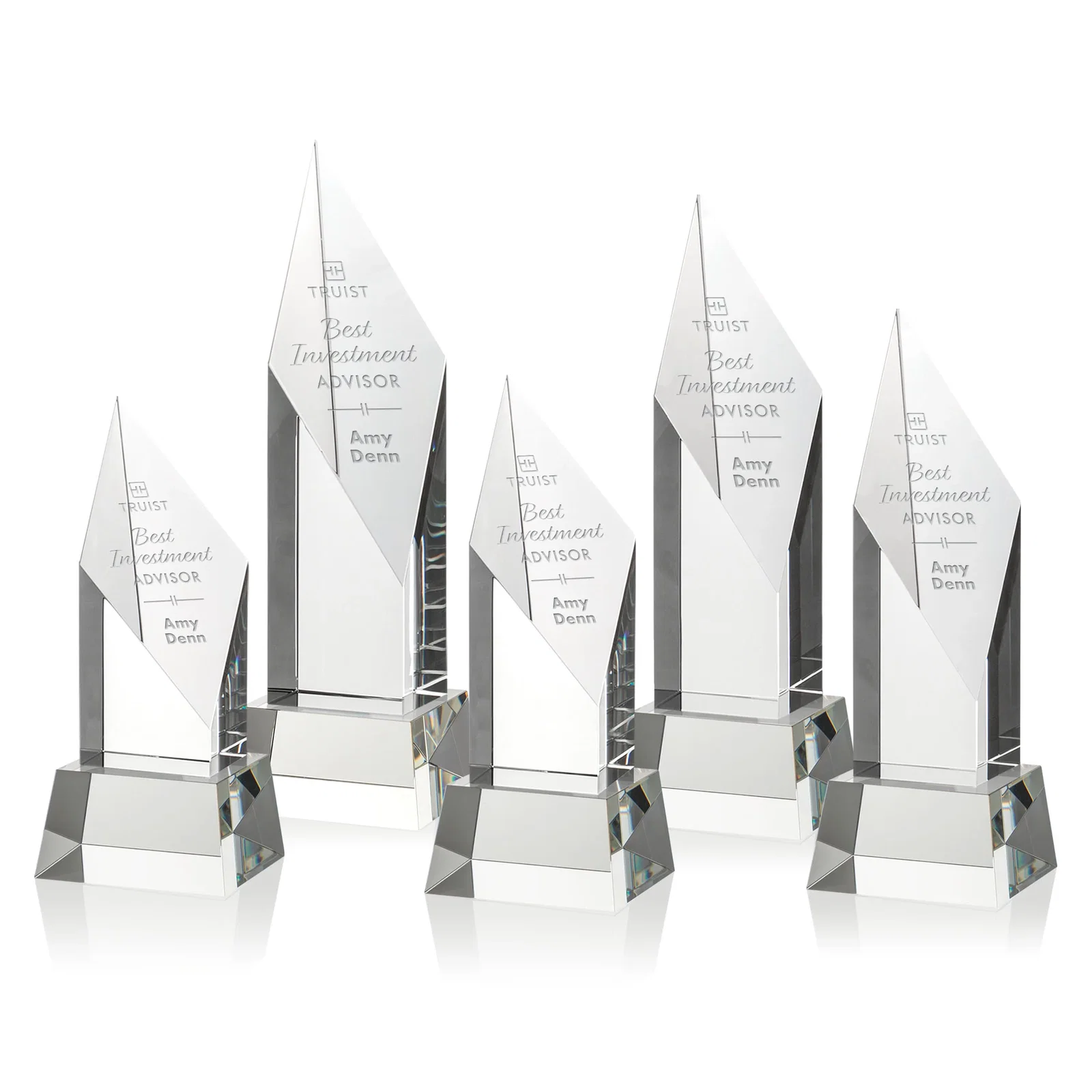 Custom Optical Crystal Pillar Award with a Sheered Diamond Top for employee recognition