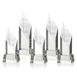 Optical Crystal Pillar Award with a Sheered Diamond Top