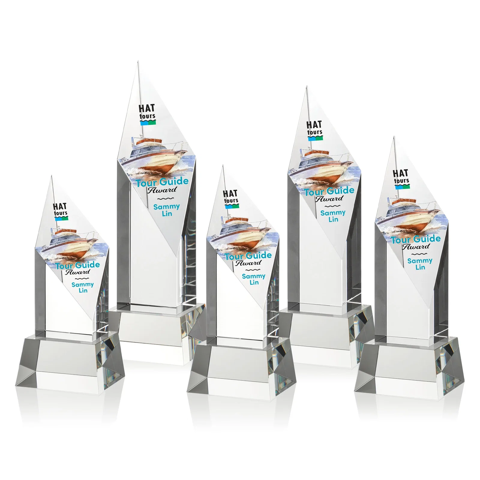 Promotional Optical Crystal Pillar Award with a Sheered Diamond Top for corporate award ceremonies