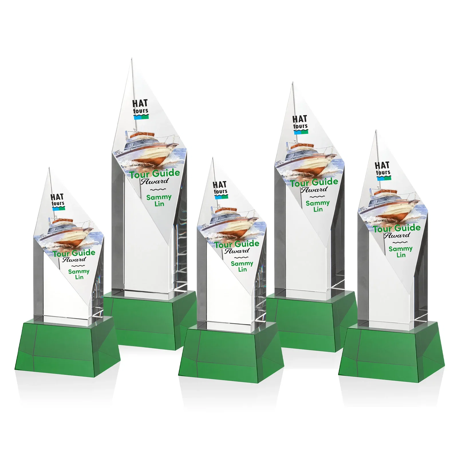 Promotional Optical Crystal Pillar Award with a Sheered Diamond Top for graduation ceremonies