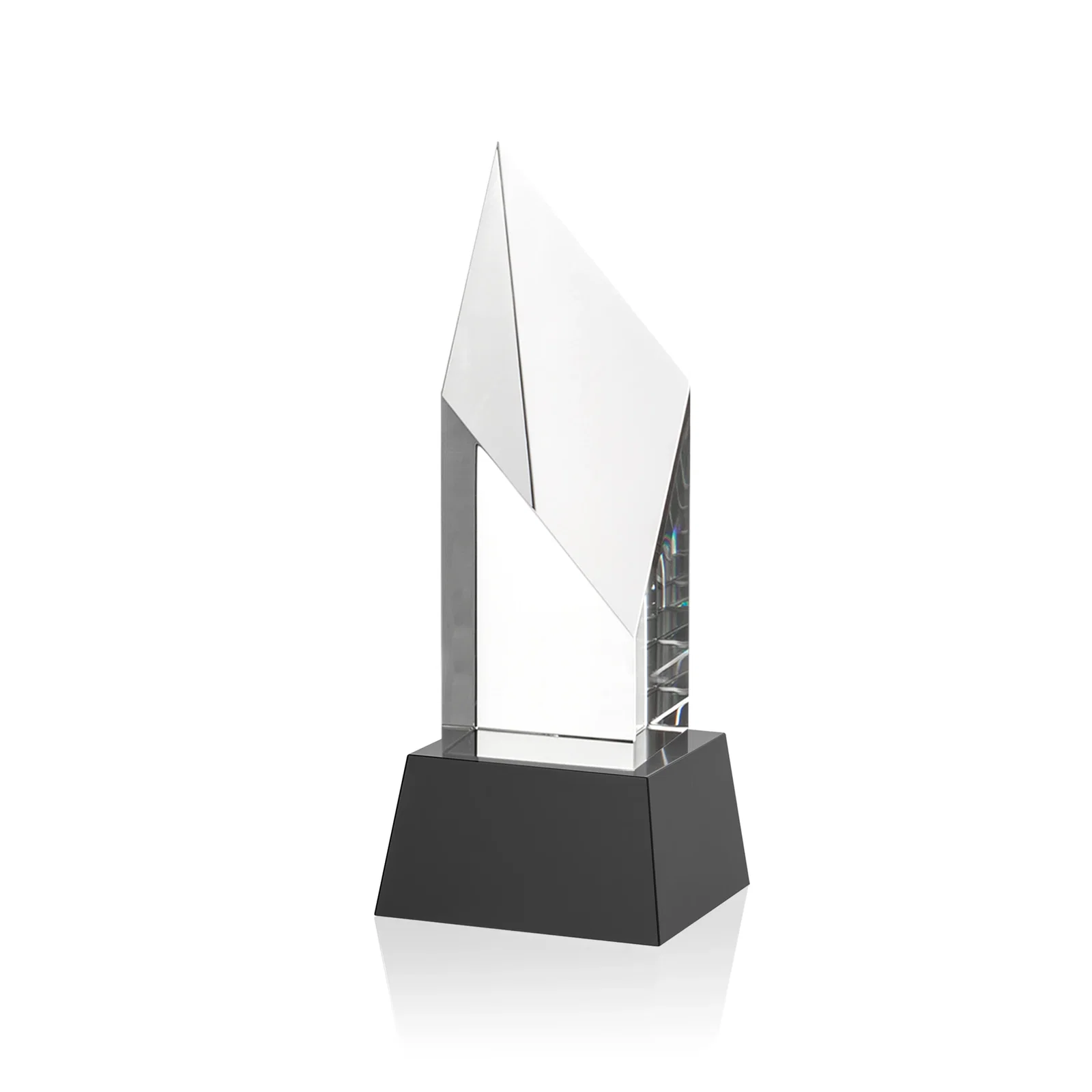 Customized Optical Crystal Pillar Award with a Sheered Diamond Top for employee recognition