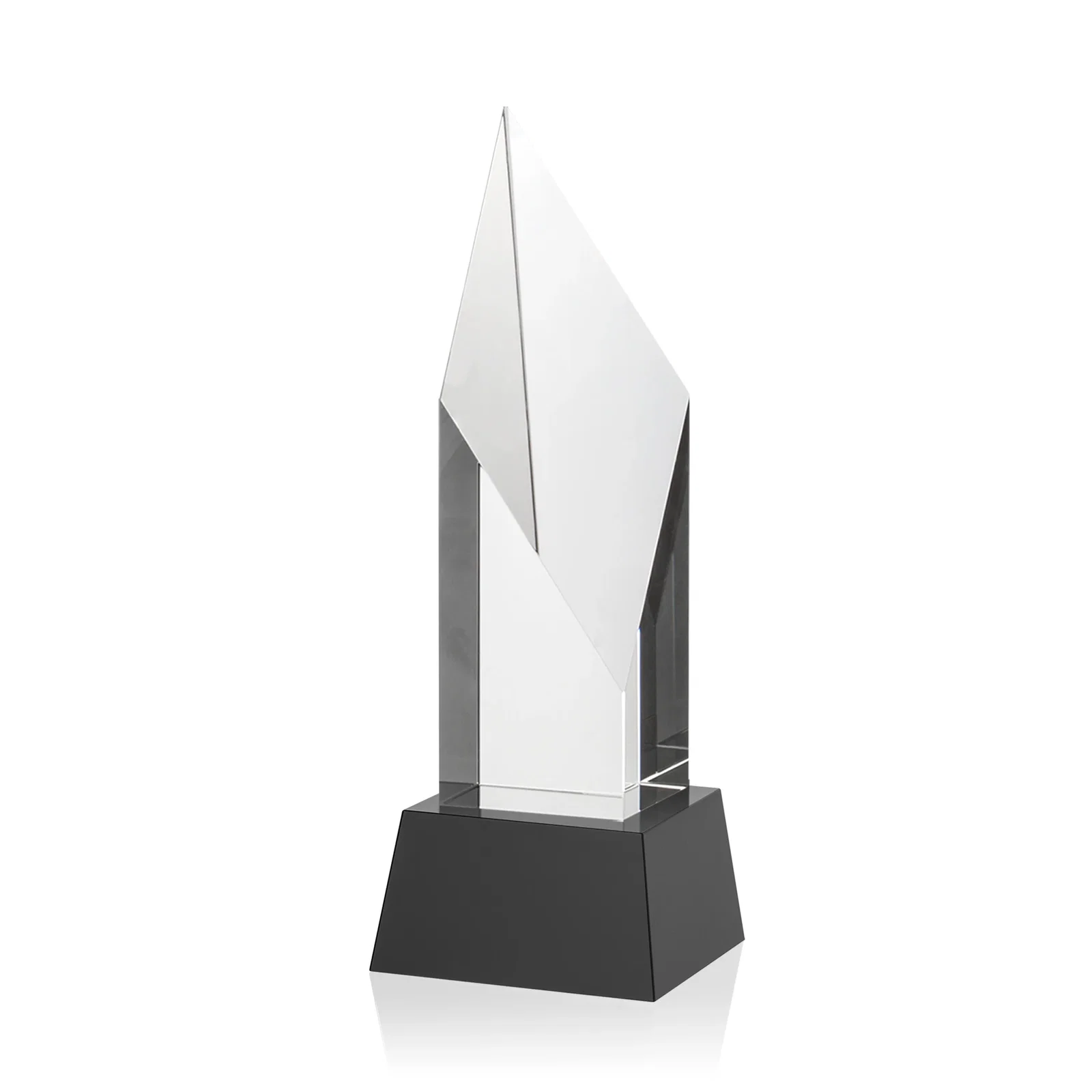 Customized Optical Crystal Pillar Award with a Sheered Diamond Top for corporate award ceremonies