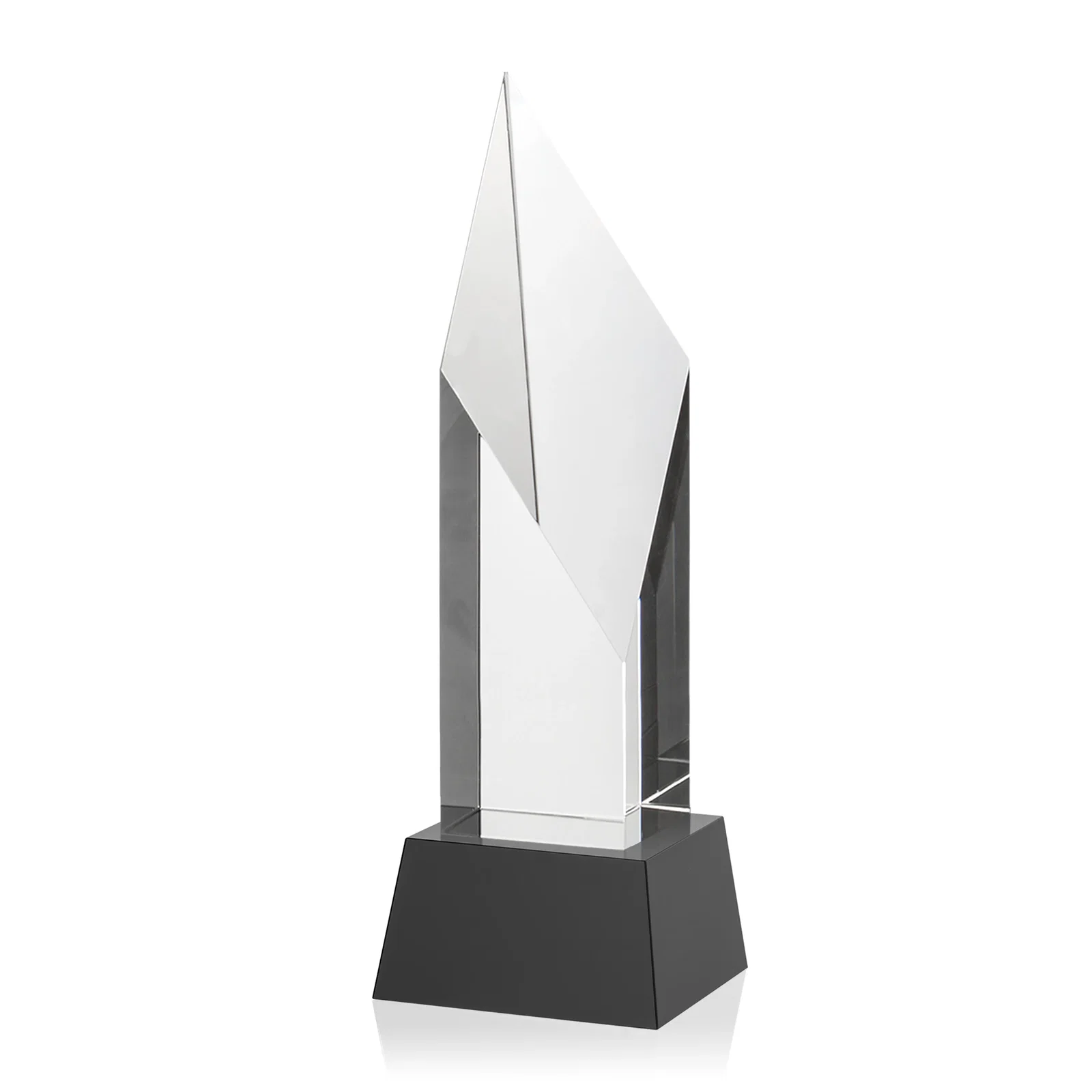 Customized Optical Crystal Pillar Award with a Sheered Diamond Top for service anniversary gifts