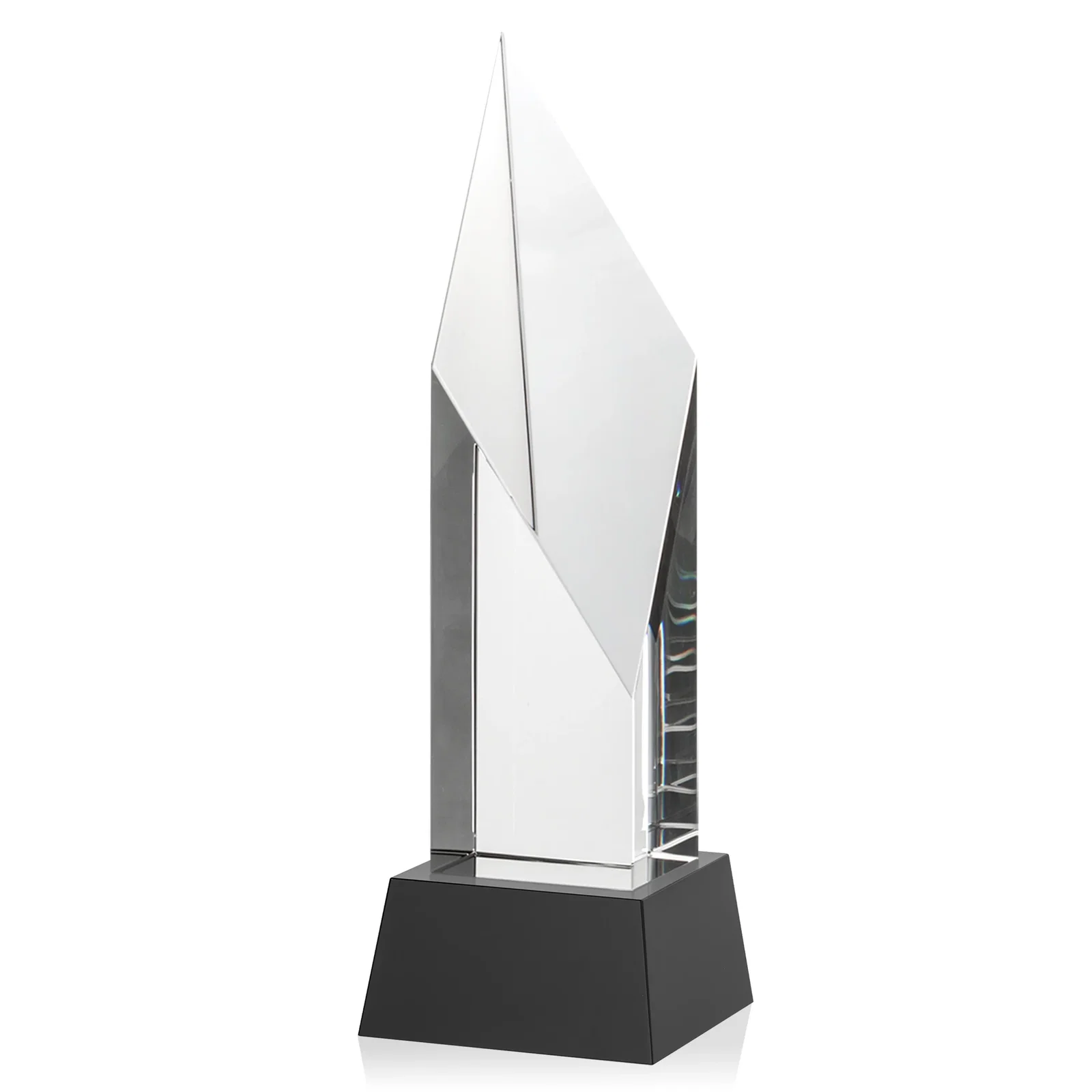 Customized Optical Crystal Pillar Award with a Sheered Diamond Top for sales achievement awards