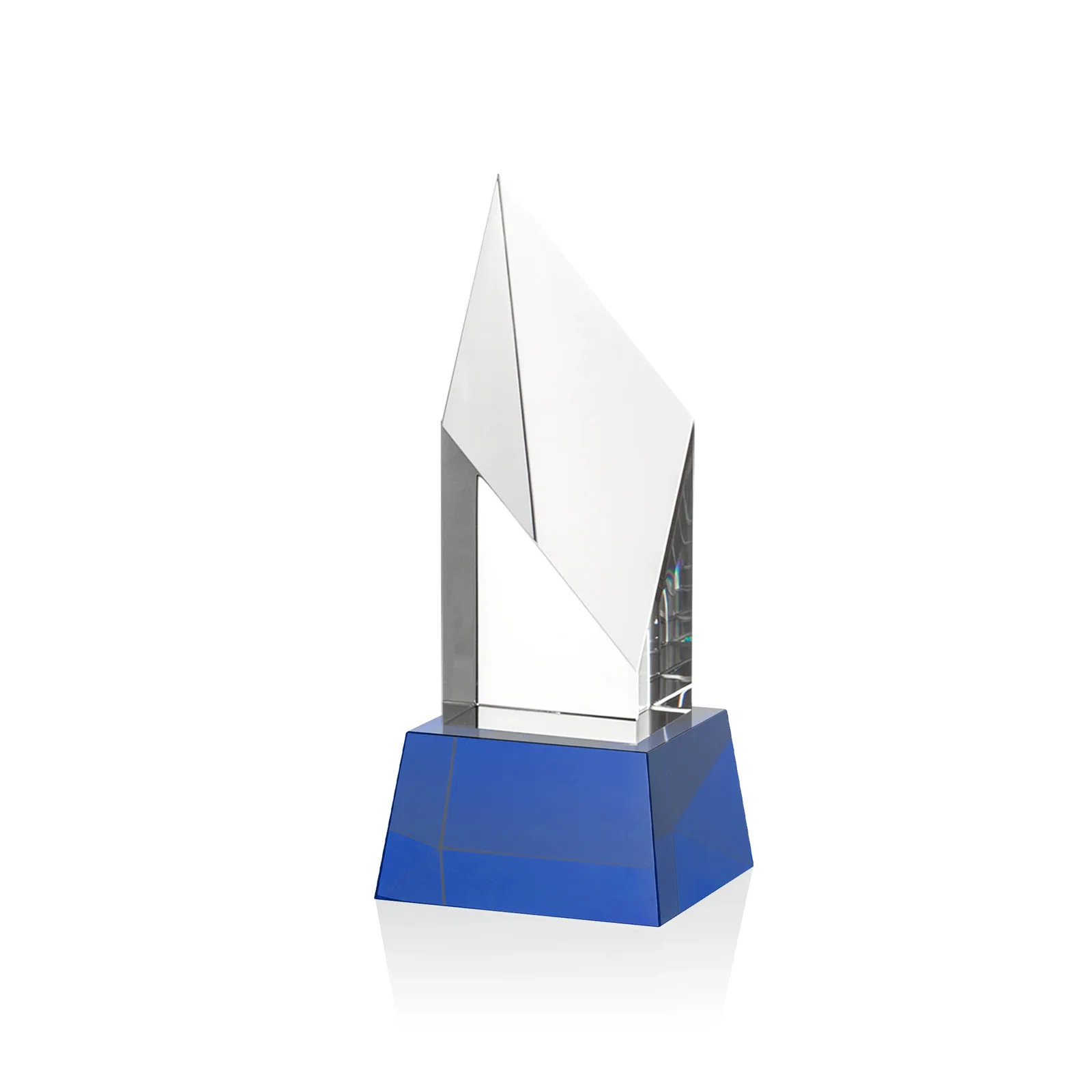 Customized Optical Crystal Pillar Award with a Sheered Diamond Top for retirement presentations