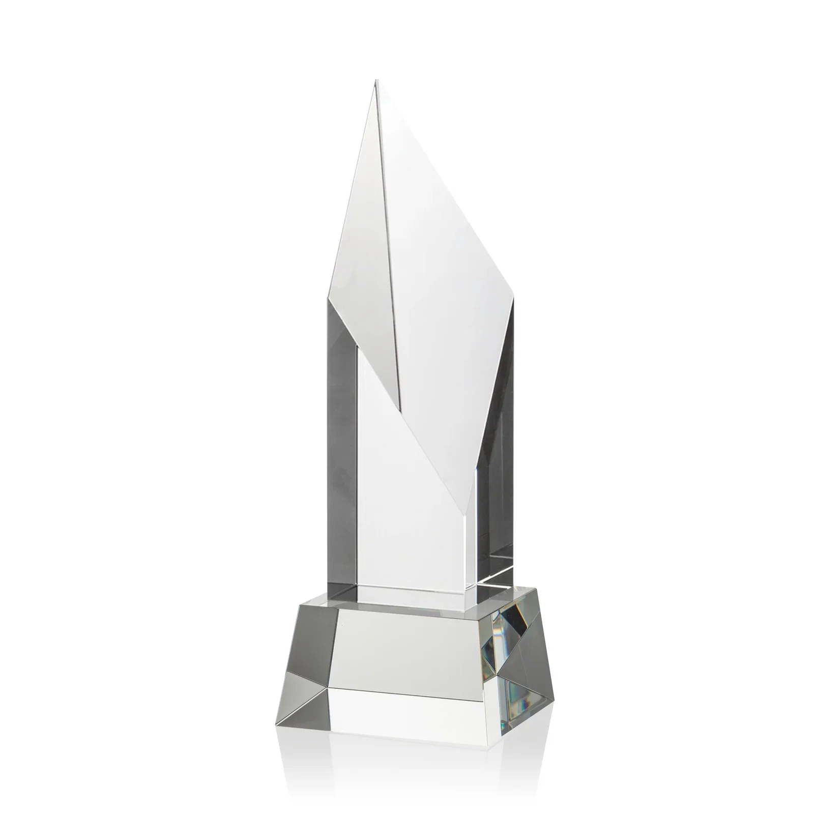 Customized Optical Crystal Pillar Award with a Sheered Diamond Top for safety achievement programs