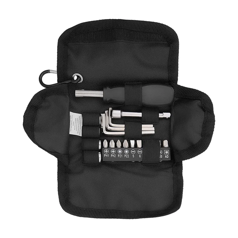 Zipper pull detail on the folding toolkit pouch