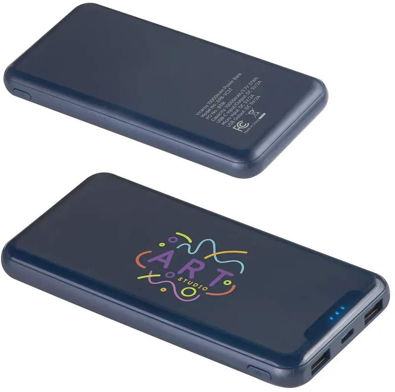 Viceroy 10000mAh promotional power bank logo imprint area, custom branded 3-port charger