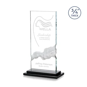 Starfire Crystal Award with Carved Waterfall Beneath the Message
