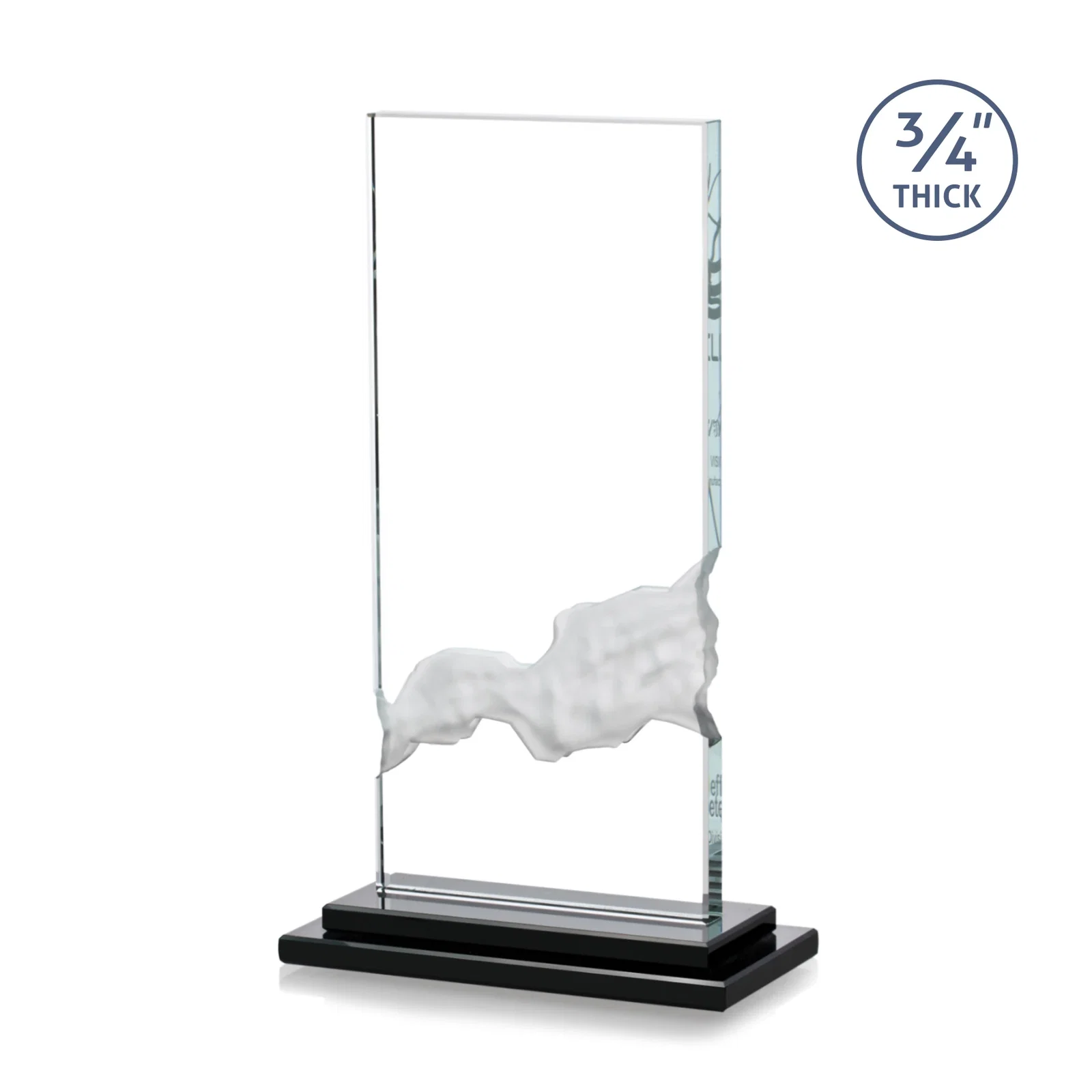Custom Starfire Crystal Award with Carved Waterfall Beneath the Message, awards for team milestone celebrations