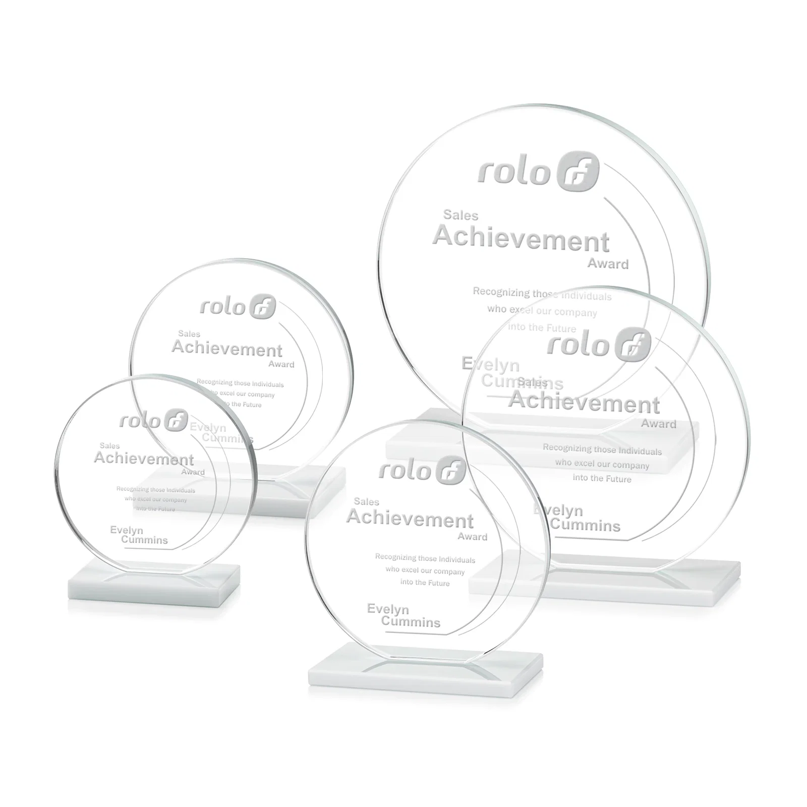 Custom Starfire Crystal Disc Award On An Ivory Crystal Base for employee recognition
