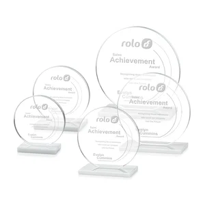 Starfire Crystal Disc Award On An Ivory Crystal Base
