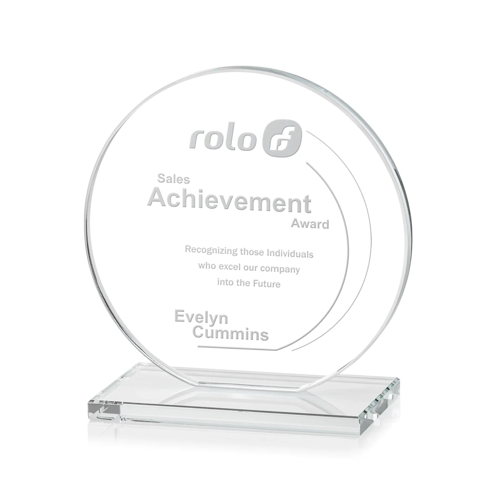 Custom Starfire Crystal Disc Award On An Ivory Crystal Base for volunteer appreciation