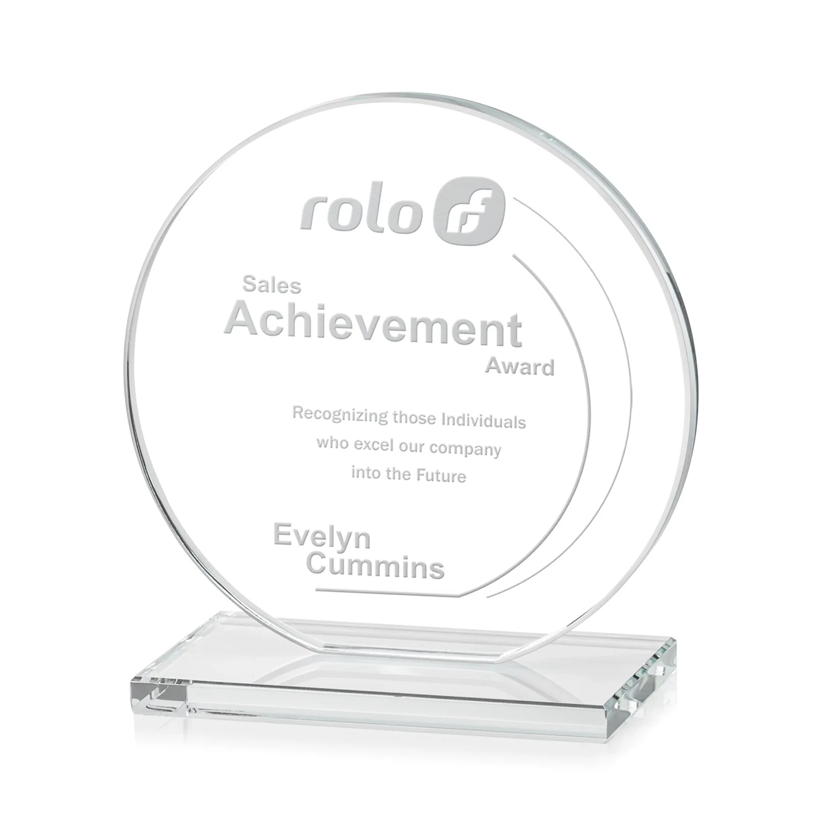 Custom Starfire Crystal Disc Award On An Ivory Crystal Base for dealer and partner awards