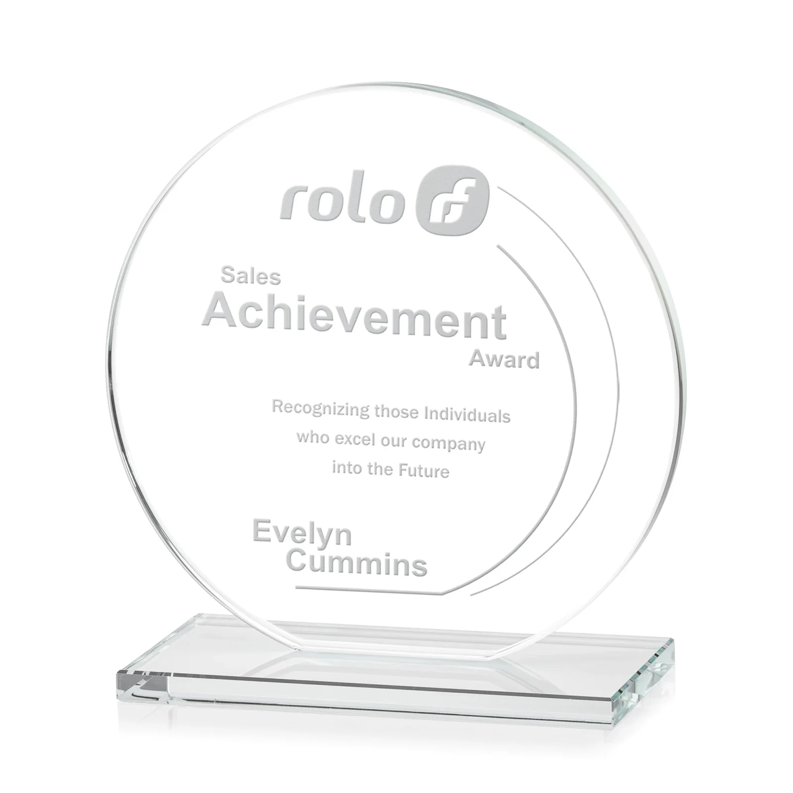 Custom Starfire Crystal Disc Award On An Ivory Crystal Base for company anniversary events