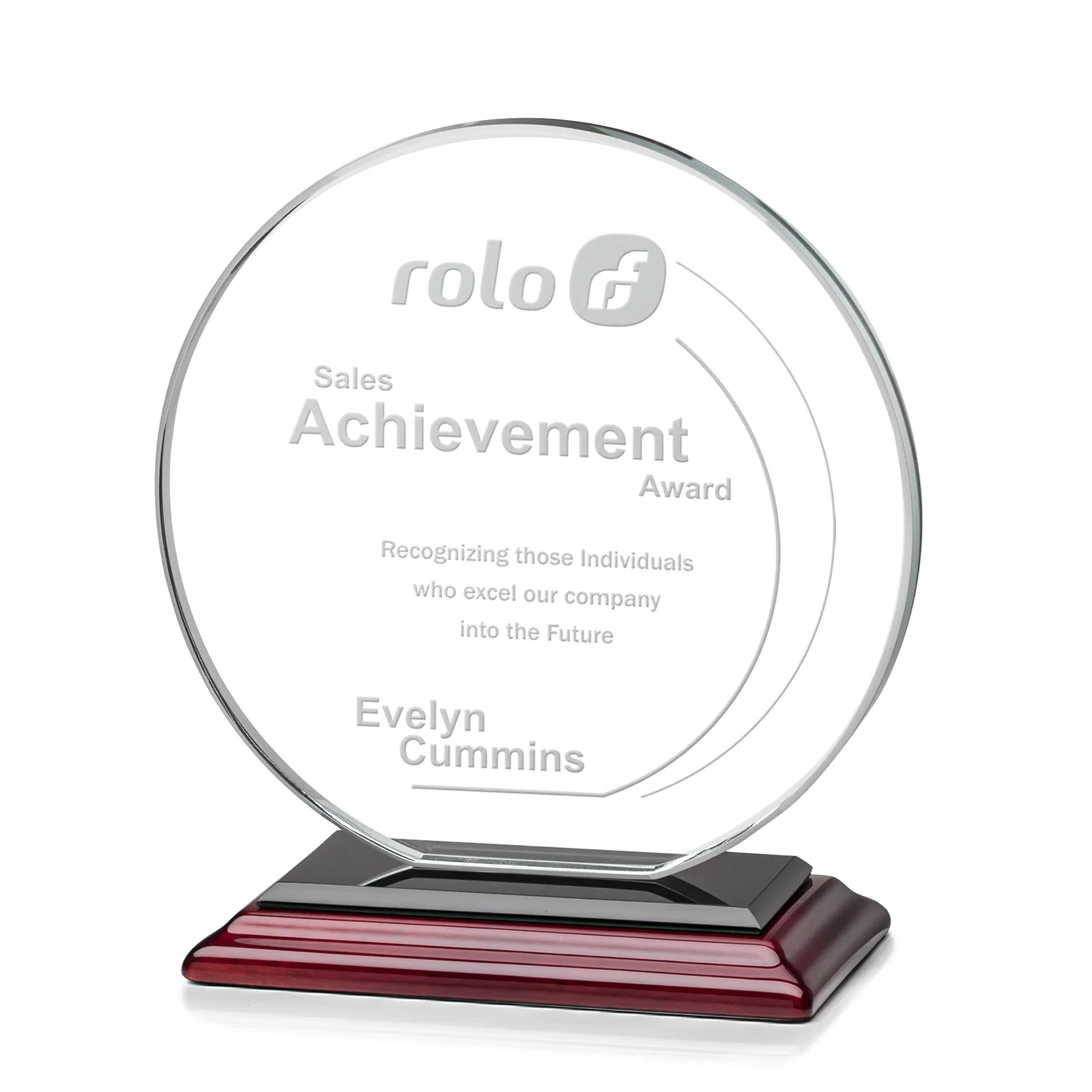 Personalized Starfire Crystal Disc Award On An Ivory Crystal Base, with your logo for safety achievement programs