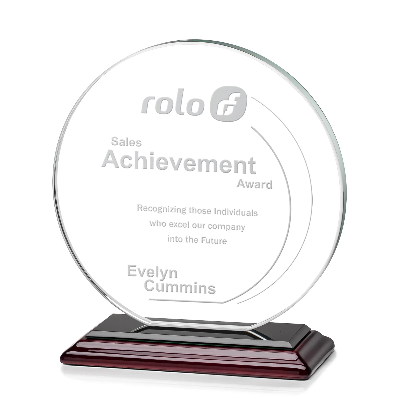 Personalized Starfire Crystal Disc Award On An Ivory Crystal Base, with your logo for volunteer appreciation